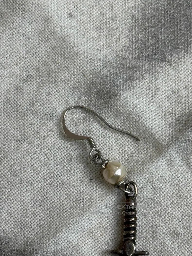 Dries Van Noten Sword Pearl Stud Earrings