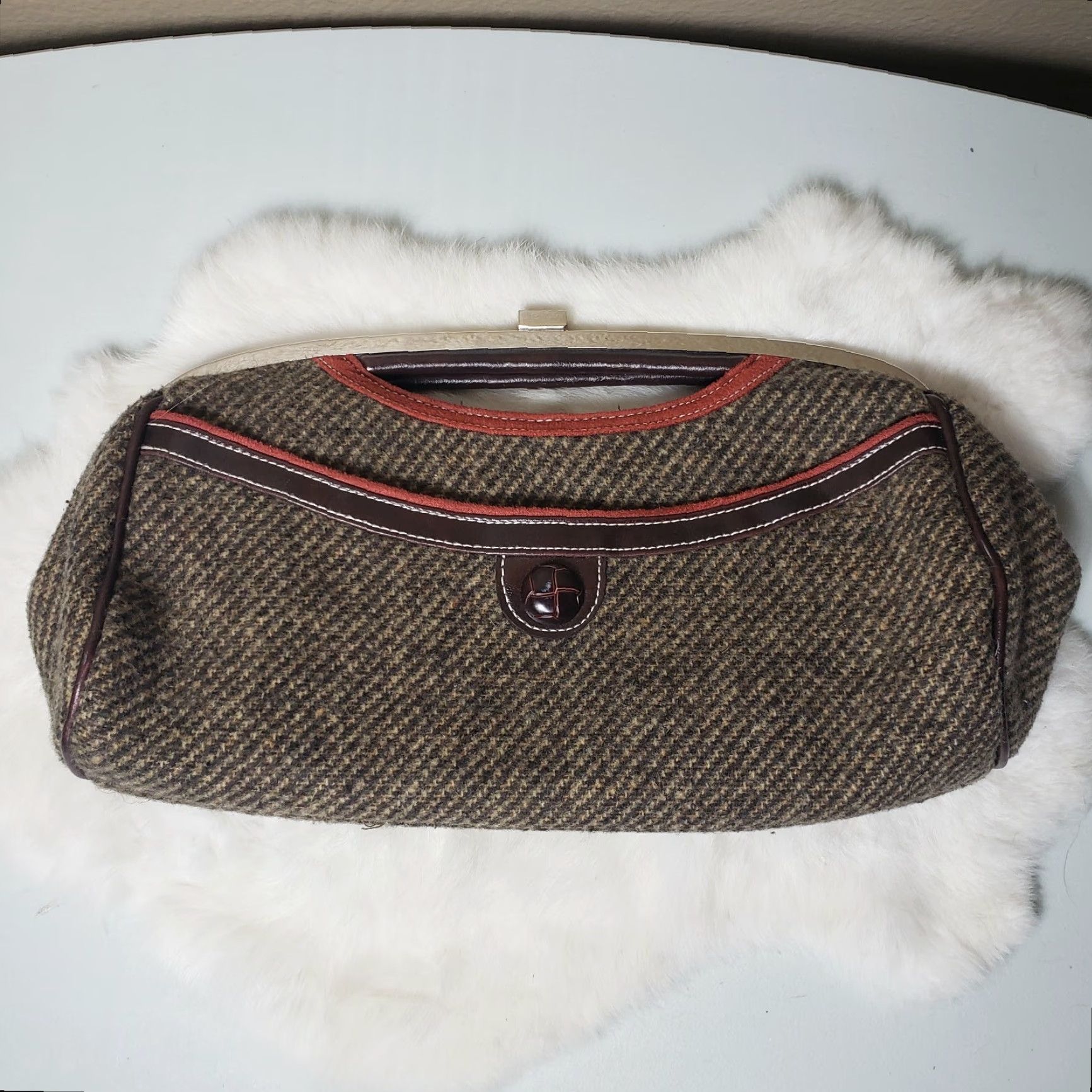 Apt. 9 Apt. 9 Large Tweed Clutch with Chain Strap - Clutch - Women - Large - Brown - Silver - Tweed - Chain Strap - American - Apt. 9 Size ONE SIZE - 2 Thumbnail