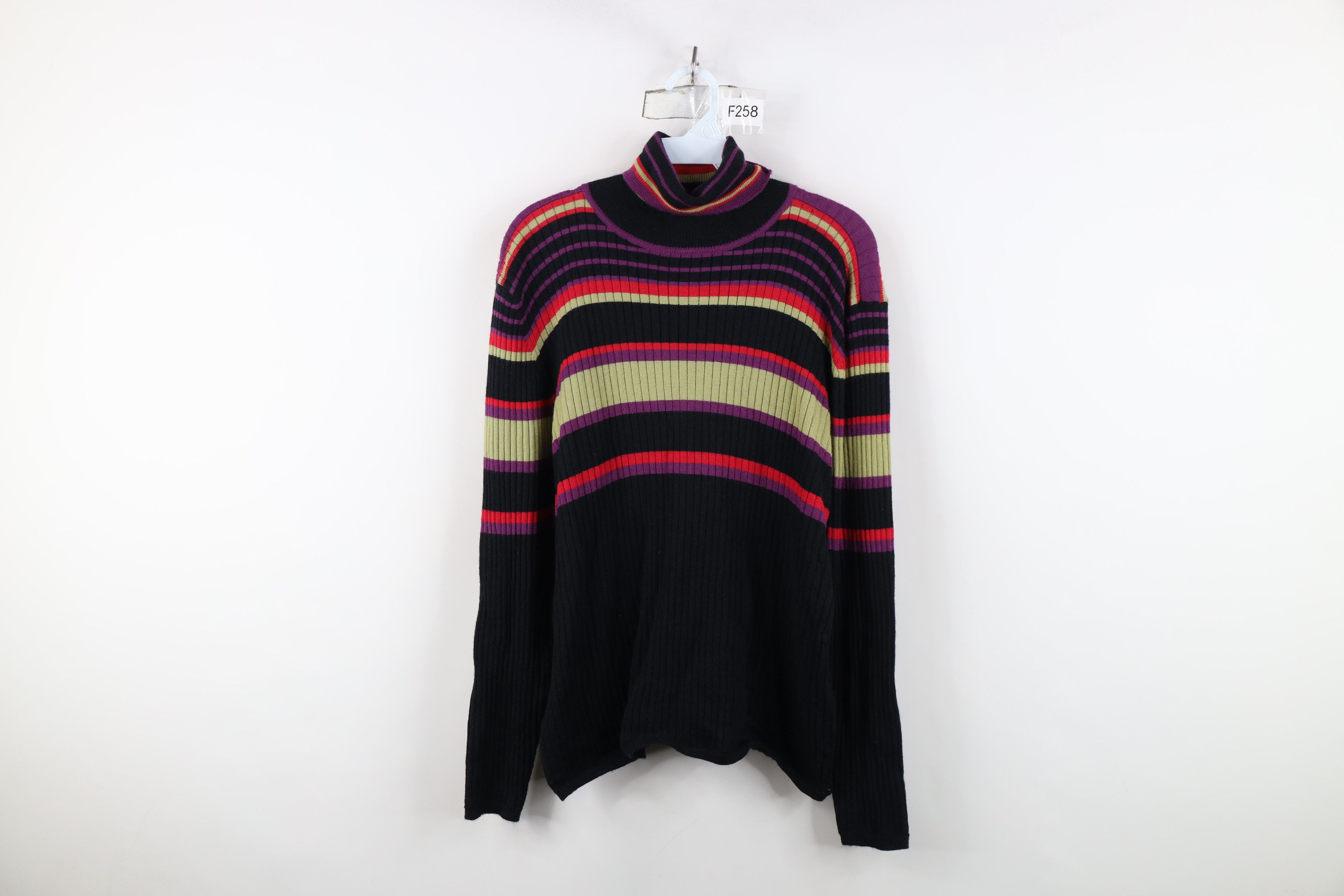 Vintage Vintage 90s Streetwear Wool Ribbed Knit Turtleneck Sweater Size XL / US 12-14 / IT 48-50 - 1 Thumbnail