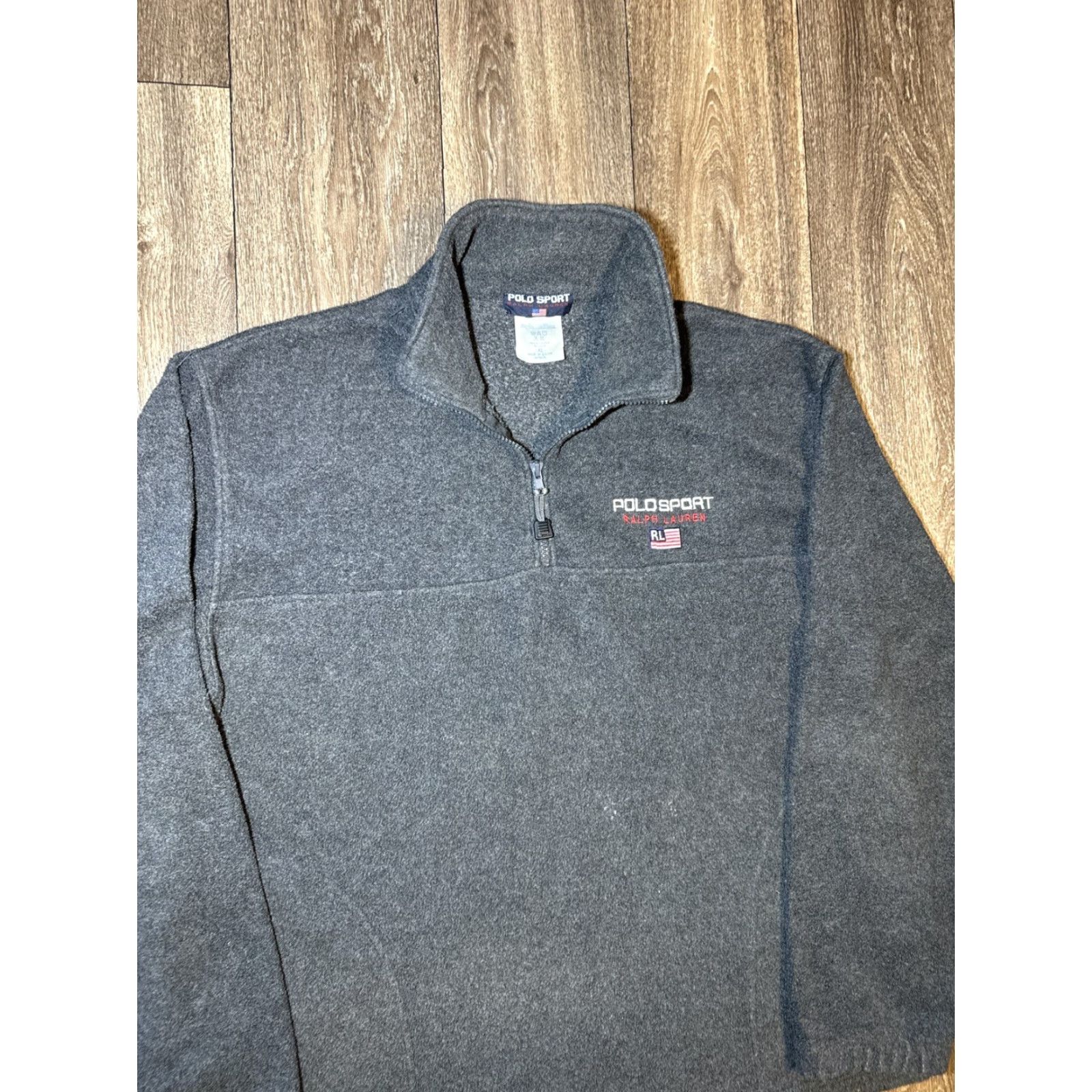 Polo Ralph Lauren VINTAGE Ralph Lauren Sport Polo Shirt Sweatshirt Gray XL Mens 90s Quarter Zip Fleece Pullover Size US XL / EU 56 / 4 - 4 Thumbnail