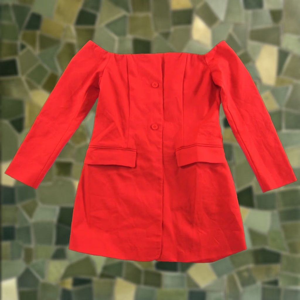 Vintage NWT Showpo. Anabelle Red Tailored Stretch Off Shoulder Mini Dress Women 10 Size L / US 10 / IT 46 - 1 Thumbnail