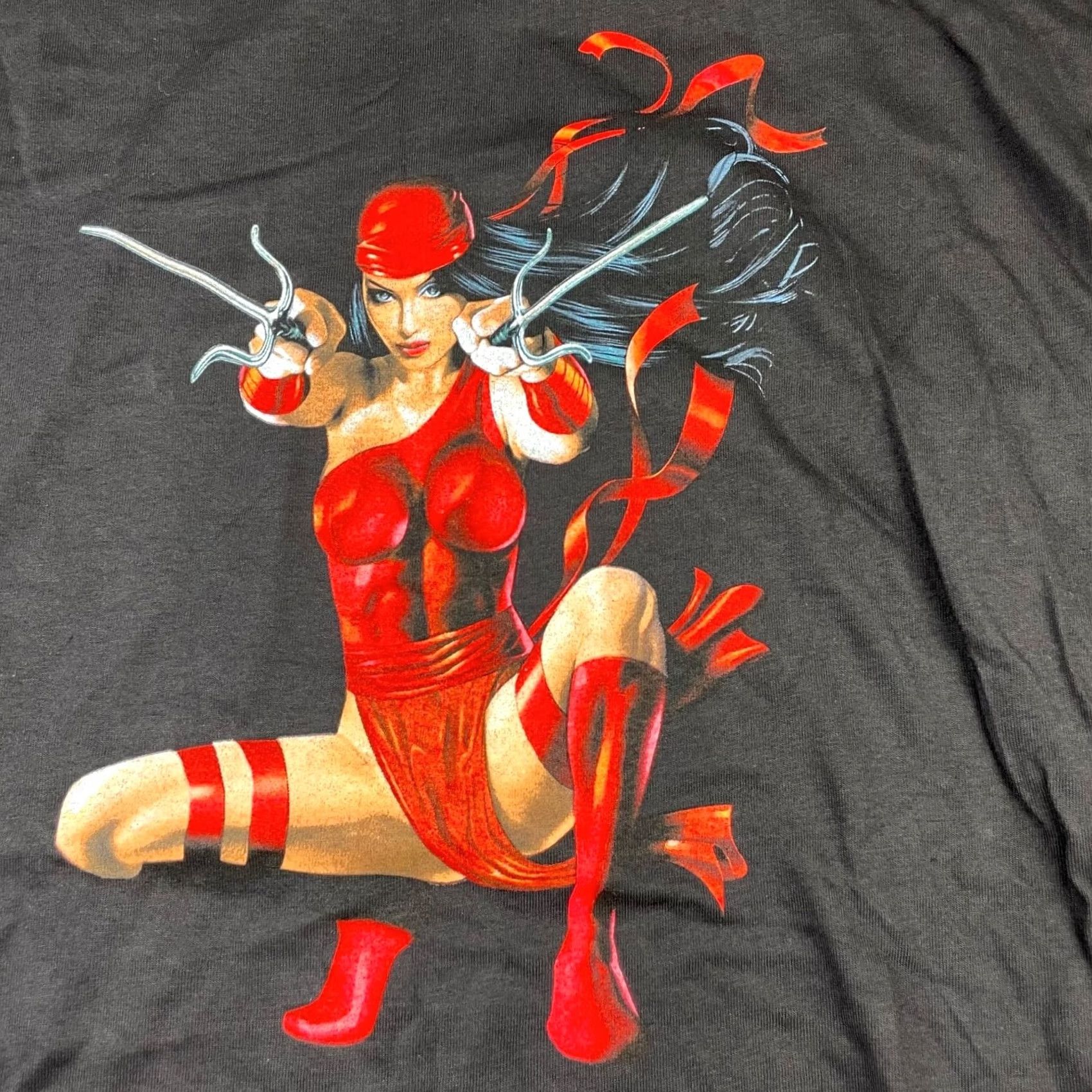 Hanes Hanes T-Shirt Men Marvel Elektra Dare Devil Manuel 2001 Graphitti Black MEDIUM Short Sleeve Crew Neck Cotton VTG NEW with Tags Size US M / EU 48-50 / 2 - 2 Thumbnail
