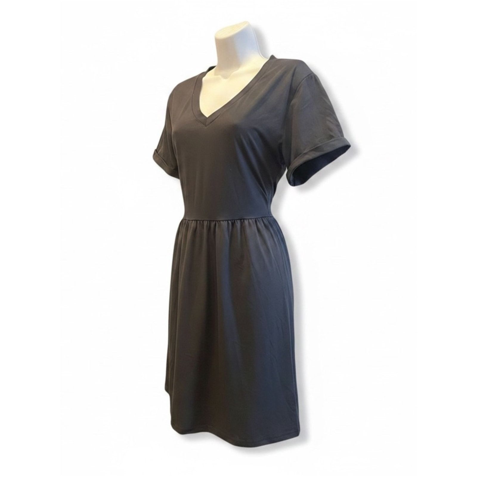 & Other Stories Women’s V-Neck Fit & Flare Dress – Dark Gray – Size M – NWOT Size M / US 6-8 / IT 42-44 - 2 Thumbnail