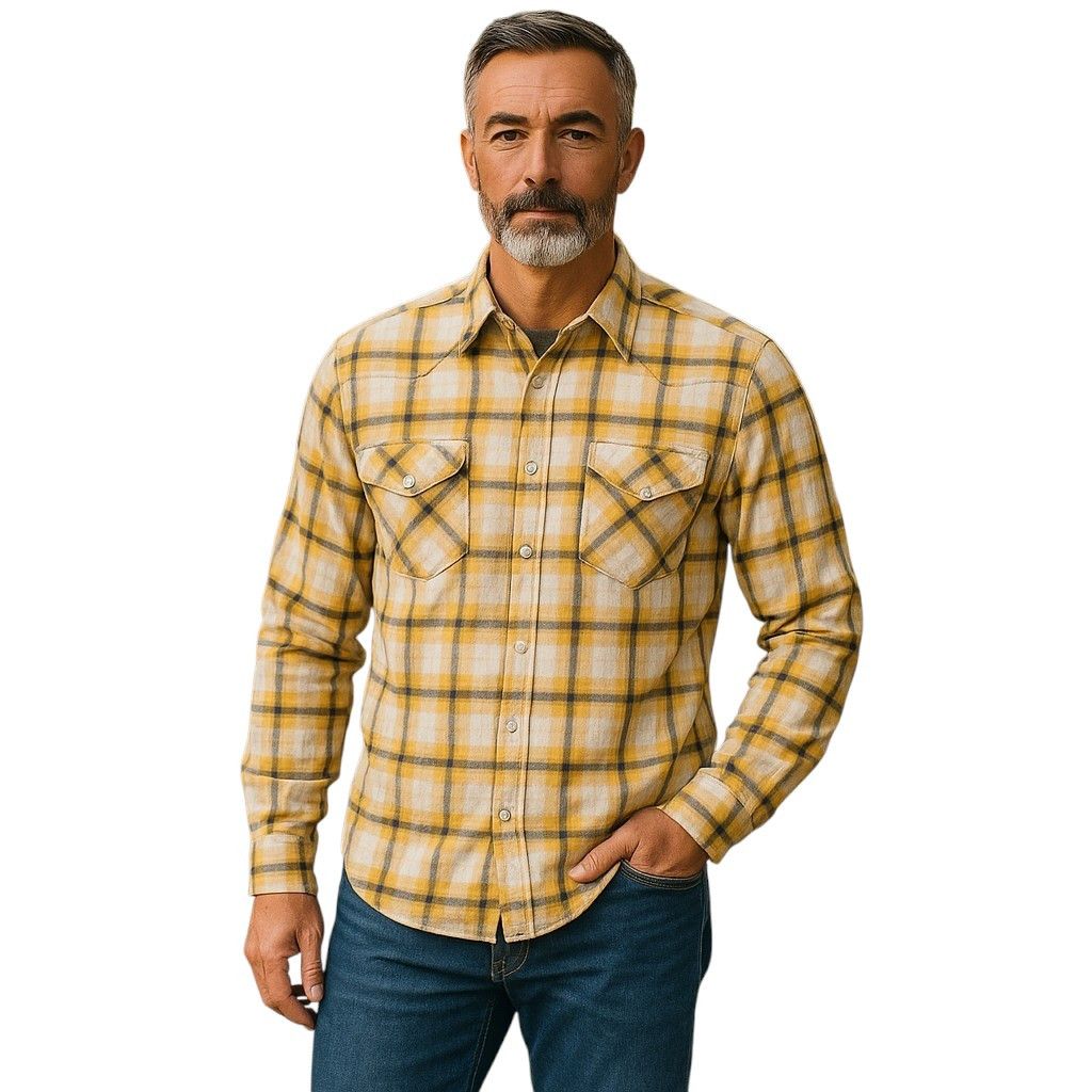 Roper Roper Western Shirt Men's Size 1X Long Sleeve Yellow Black W Size US XL / EU 56 / 4 - 1 Thumbnail