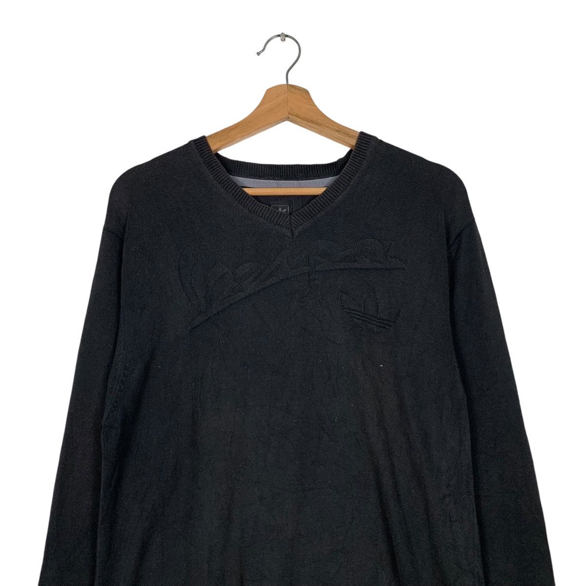 Adidas ADIDAS Trefoil Small Logo V Neck Sweater #1196-C54 Size US L / EU 52-54 / 3 - 2 Thumbnail