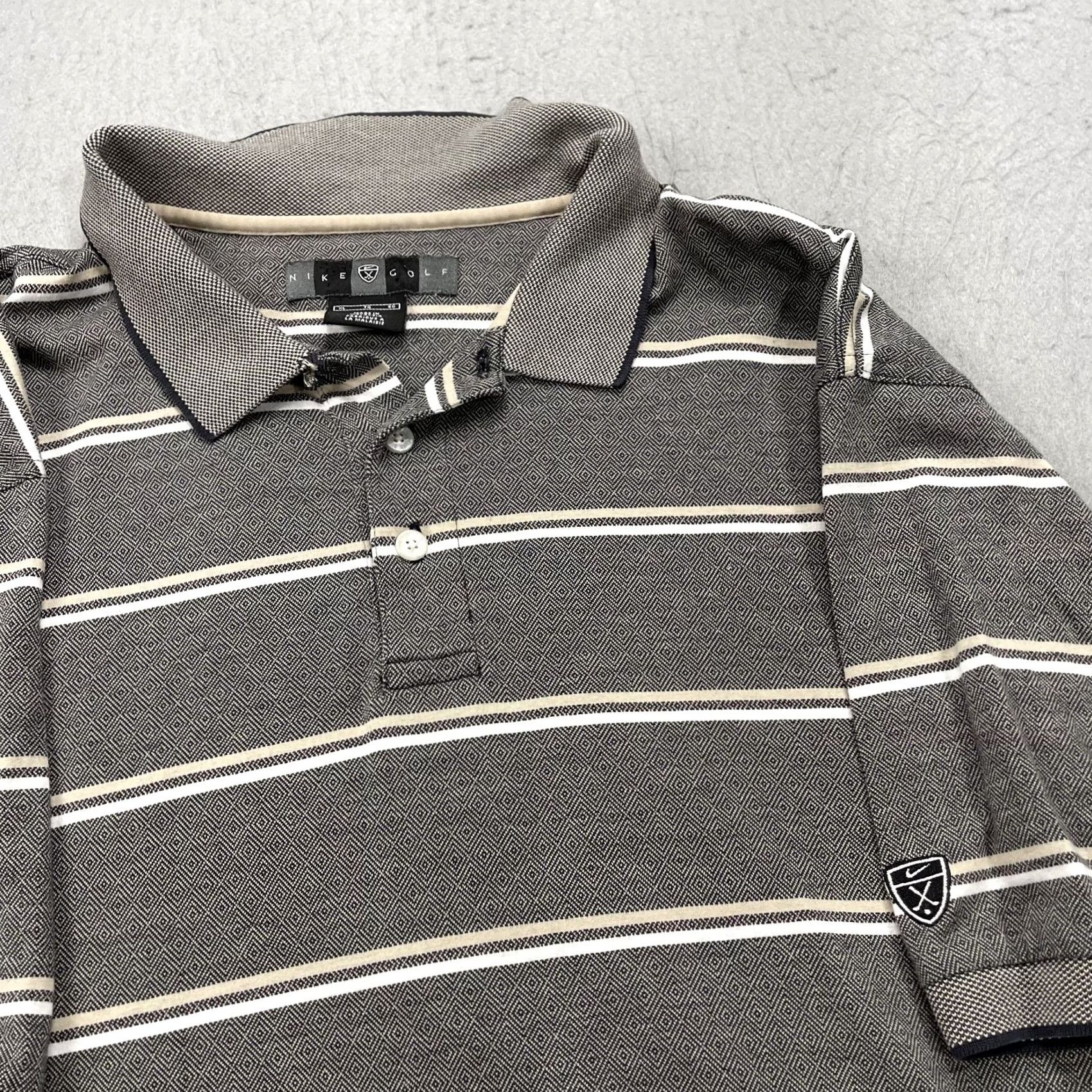 Nike VINTAGE Nike Polo Shirt Mens XL Brown 90s Tiger Woods Golf Striped Polo Shirt Nike Dri-Fit Golf Mens XL Brown 90s Tiger Woods Striped Polo Size US XL / EU 56 / 4 - 2 Thumbnail