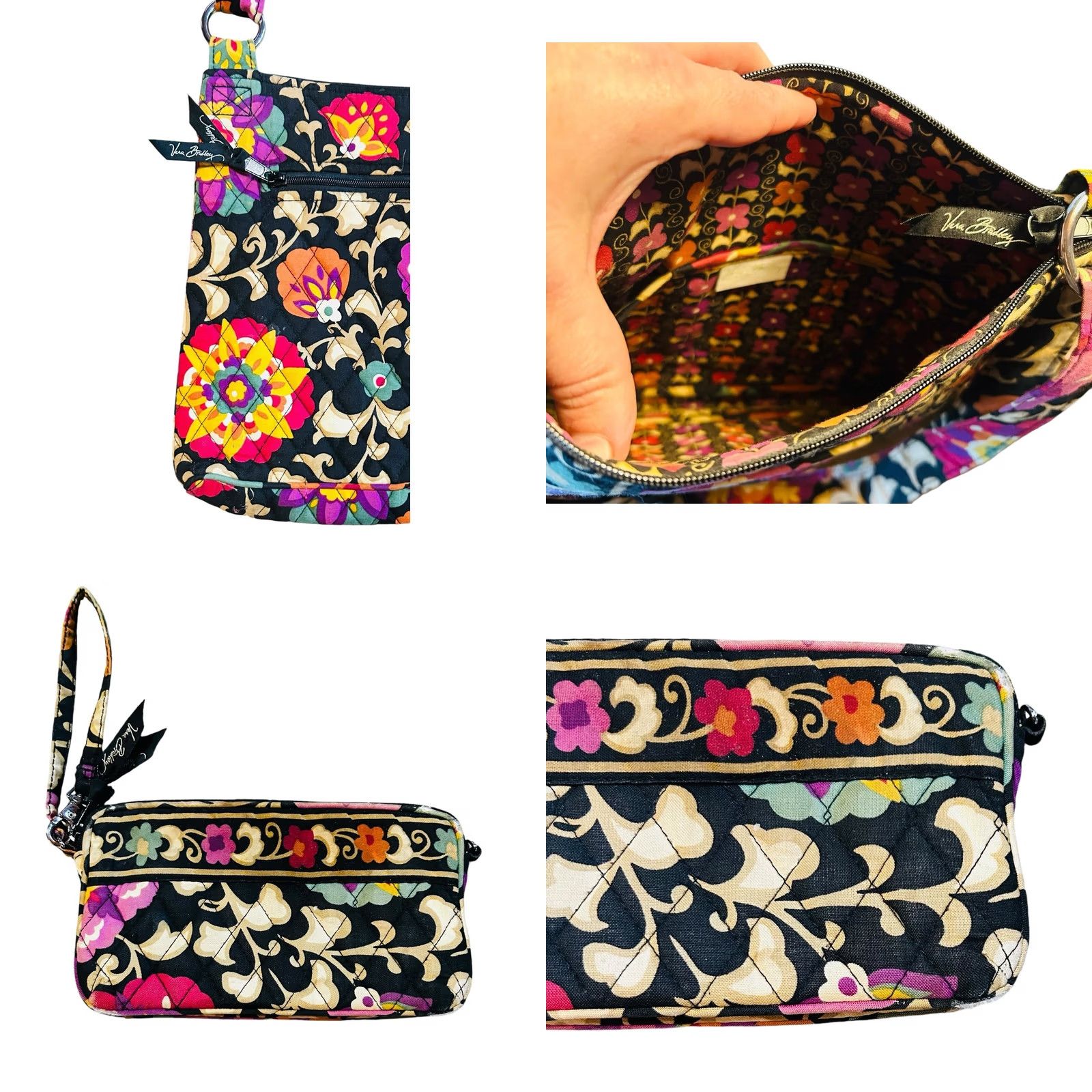 Vera Bradley Vera Bradley Crossbody Hipster Bag Suzani Pattern Floral Purse W/Wristlet Wallet Read Womens Medium Multicolor Floral 11x2in 56in Strap Drop Size ONE SIZE - 9 Thumbnail