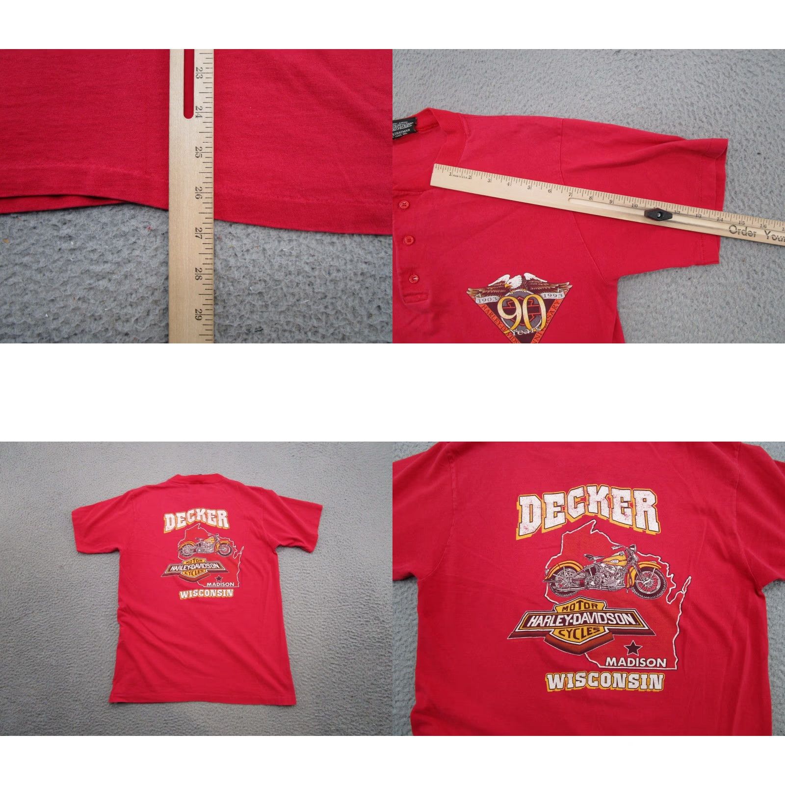 Harley Davidson Vintage Harley-Davidson 90th Anniversary Pocket Henley Shirt M Red Mens T-Shirt Short Sleeve Size M Home Size US M / EU 48-50 / 2 - 8 Thumbnail
