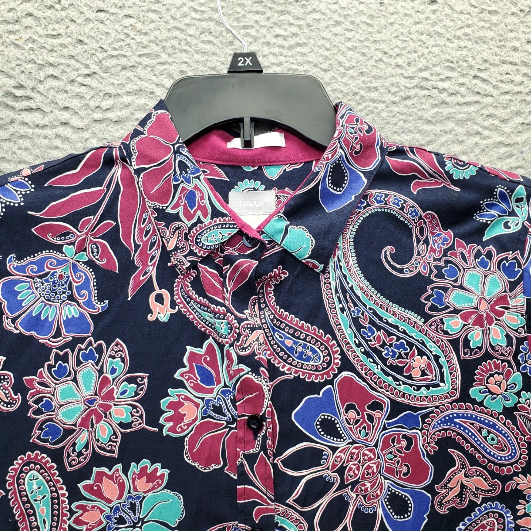 Vintage Chico's Shirt Top Womens L Multi Paisley Cotton Long Sleeve Collared Button-Up Shirt Size L / US 10 / IT 46 - 5 Thumbnail