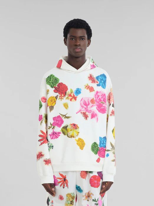 Marni oc11z0525 Floral-Print Cotton Hoodie in Multicolor Size US M / EU 48-50 / 2 - 4 Thumbnail