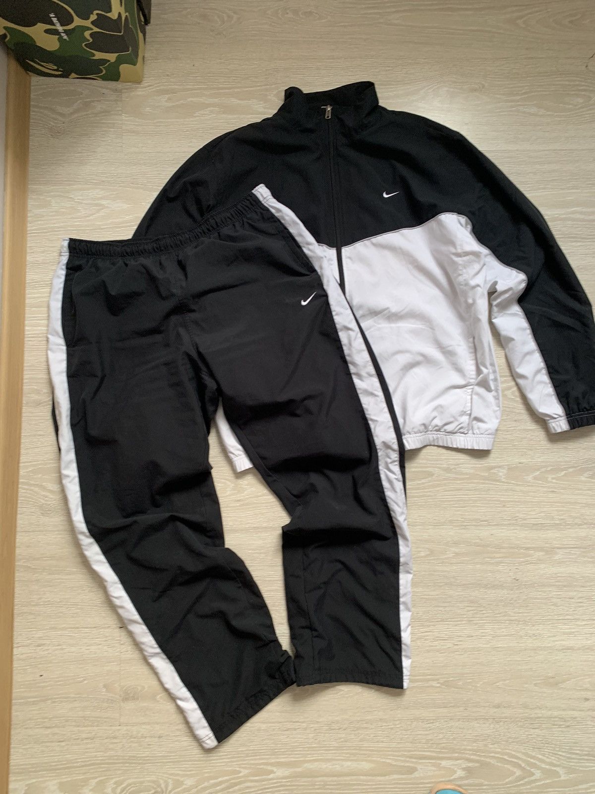 image of 00S Vintage Y2K Nike Swoosh Logo Tracksuit Set Jacket in Black, Men's (Size 2XL)