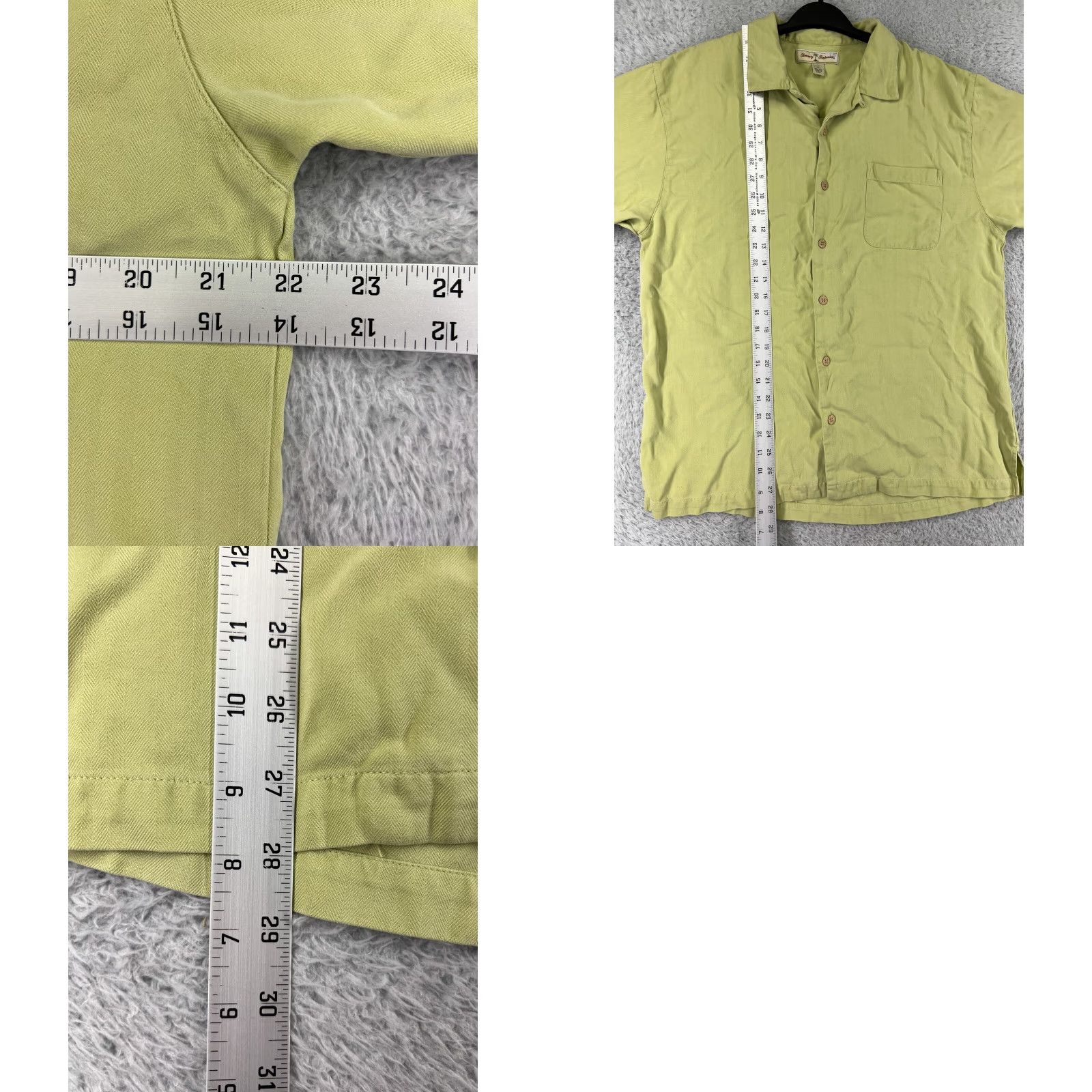 Tommy Bahama Tommy Bahama Shirt Mens Large Green Herringbone Hawaiian Camp Button Up Silk Size US L / EU 52-54 / 3 - 9 Thumbnail