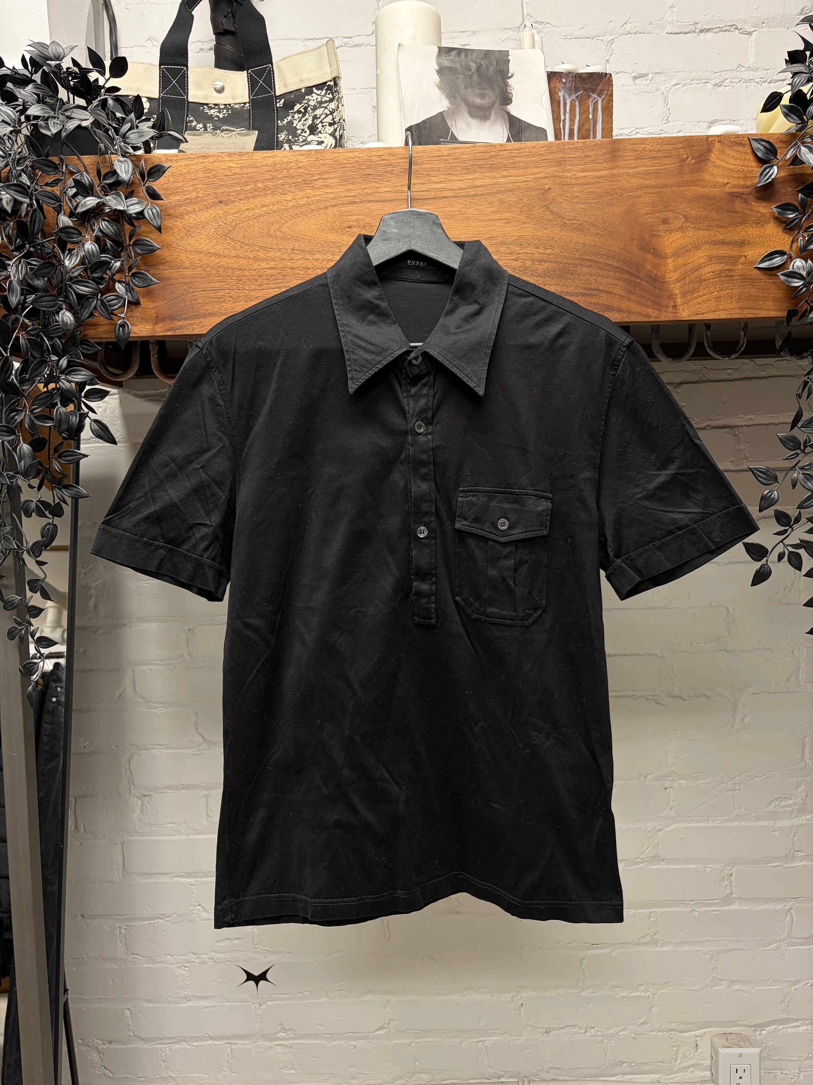 Gucci Vintage Gucci ‘Quarter Button’ Black Collared Short Sleeve Polo Size US M / EU 48-50 / 2 - 1 Thumbnail