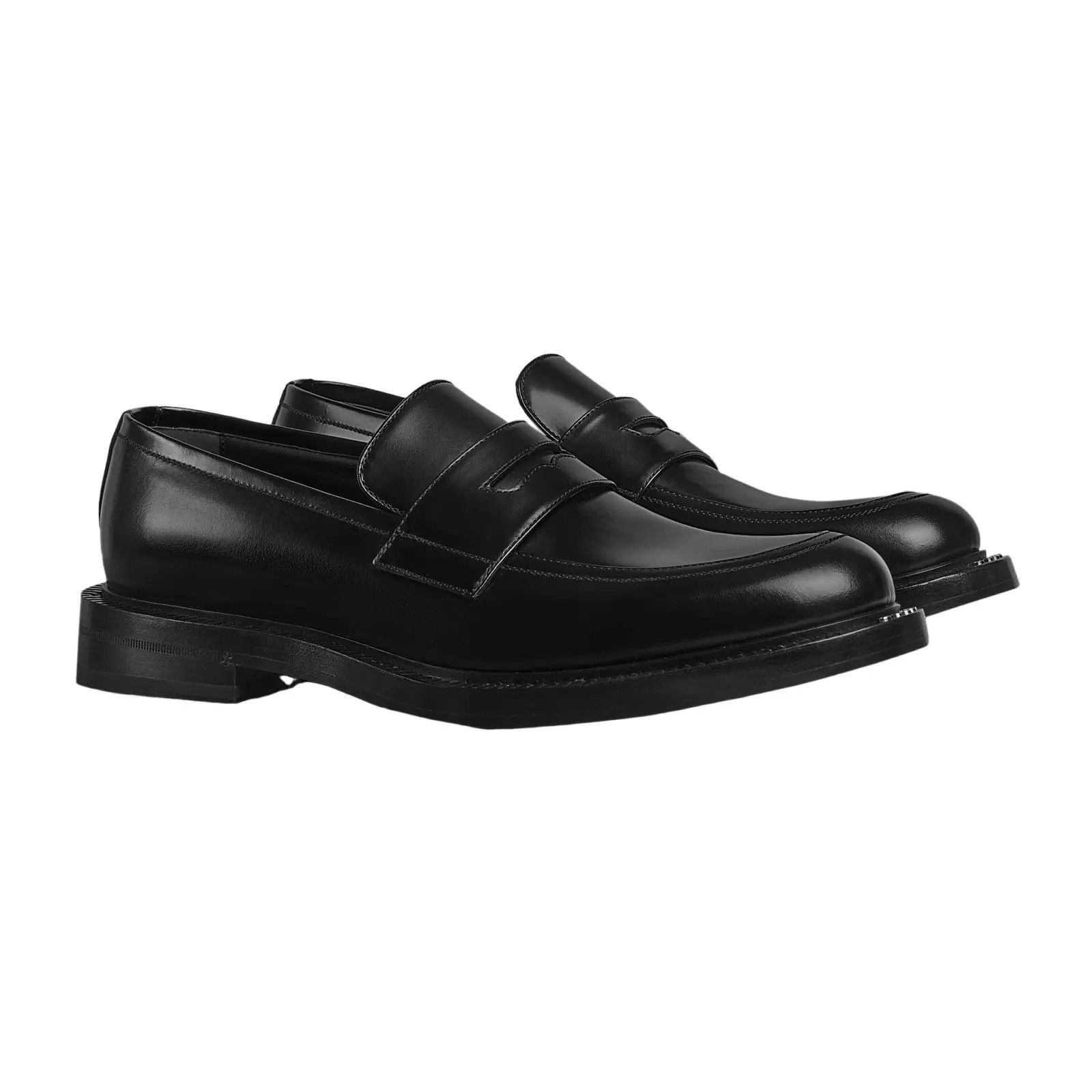Gucci 7.5D Men s Black Suede Leather Slip On Metal Logo Strap Square Toe Loafers Gucci GUCCI Smooth Leather Square Toe Logo Strap Loafer  main image 2