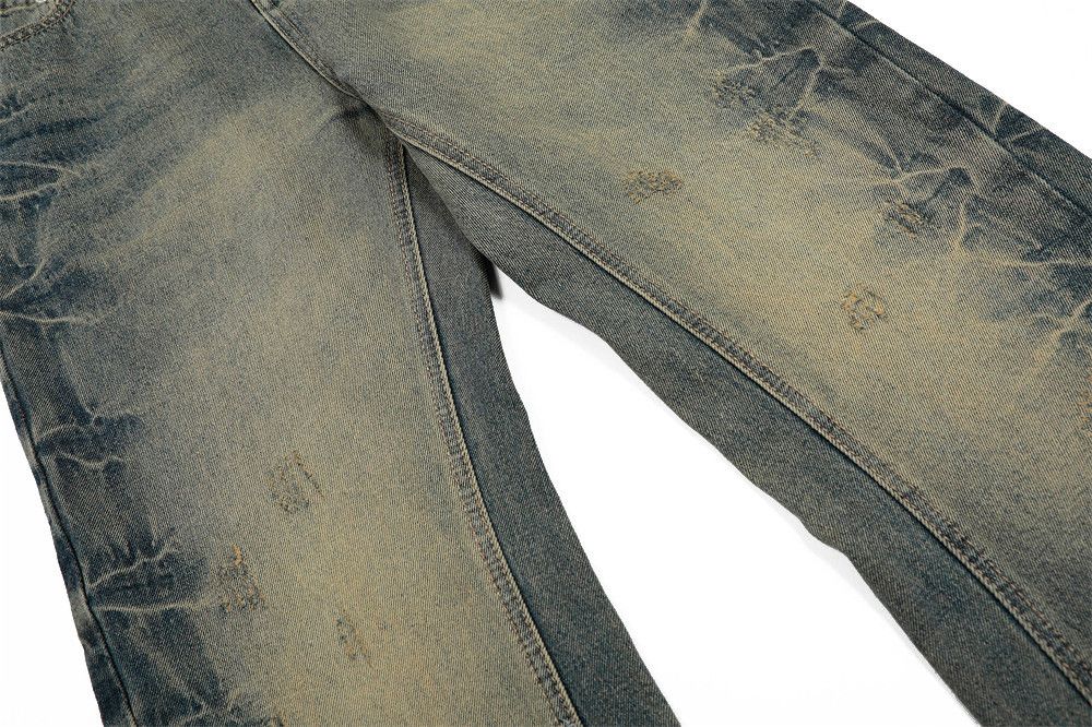Vintage Men's washed ripple loose punk distressed flared jeans Size US 32 / EU 48 - 4 Thumbnail