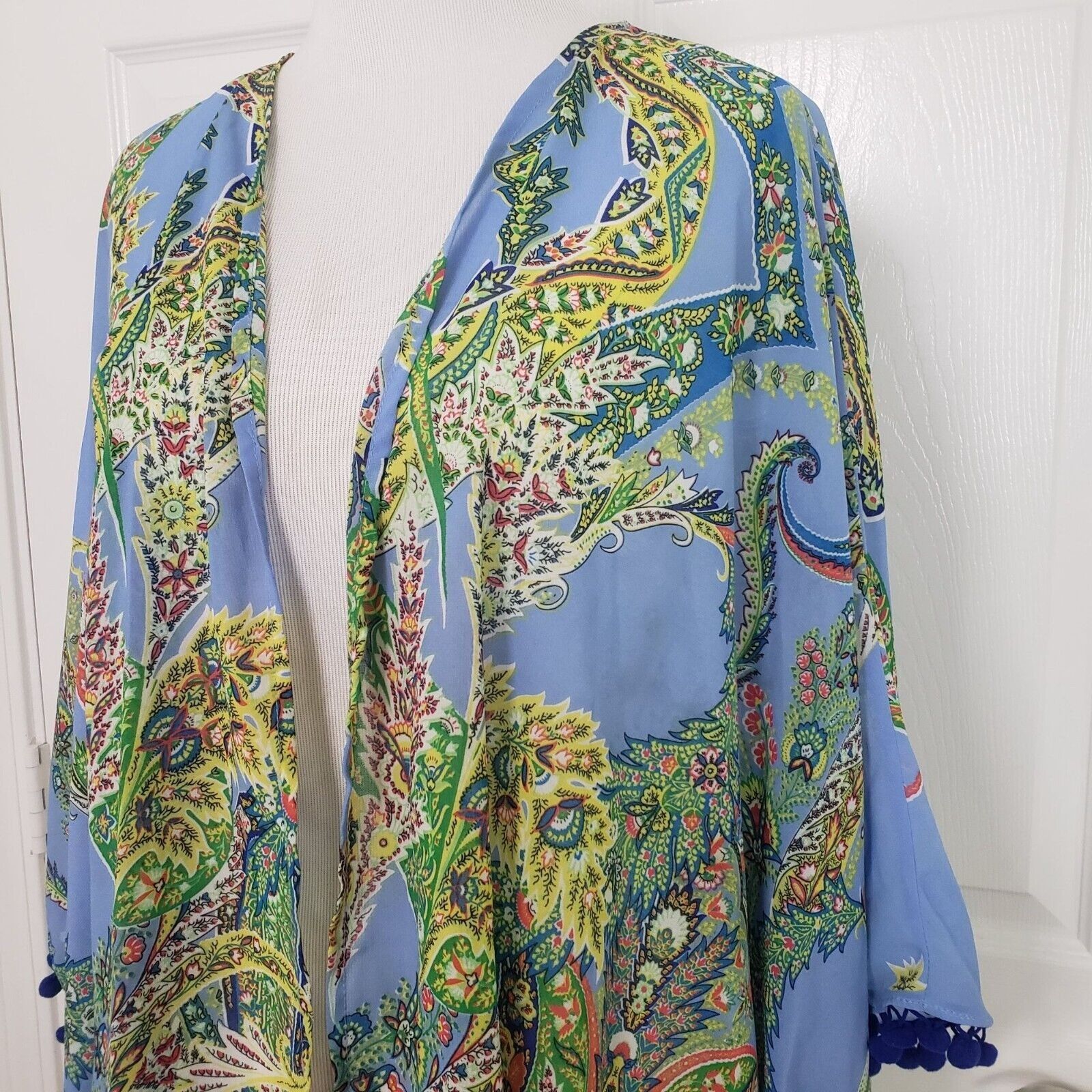 Designer Umgee Floral Kimono Womens Size M/Large Blue Paisley Boho Size L / US 10 / IT 46 - 2 Thumbnail