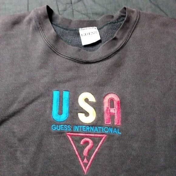 Guess × Vintage Vintage 90s Guess International USA Crewneck Sweatshirt Size US XL / EU 56 / 4 - 1 Thumbnail