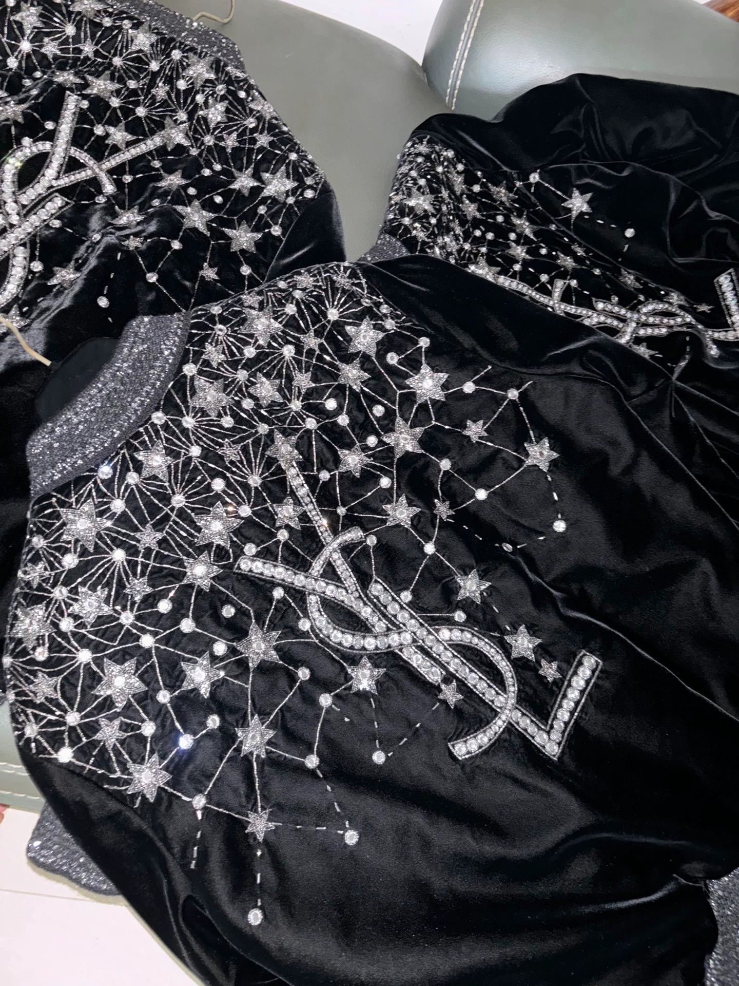 Saint Laurent Paris YSL 2019FW Stardust Rhinestone Jacket Size XXS / US 00 / IT 34 - 4 Thumbnail
