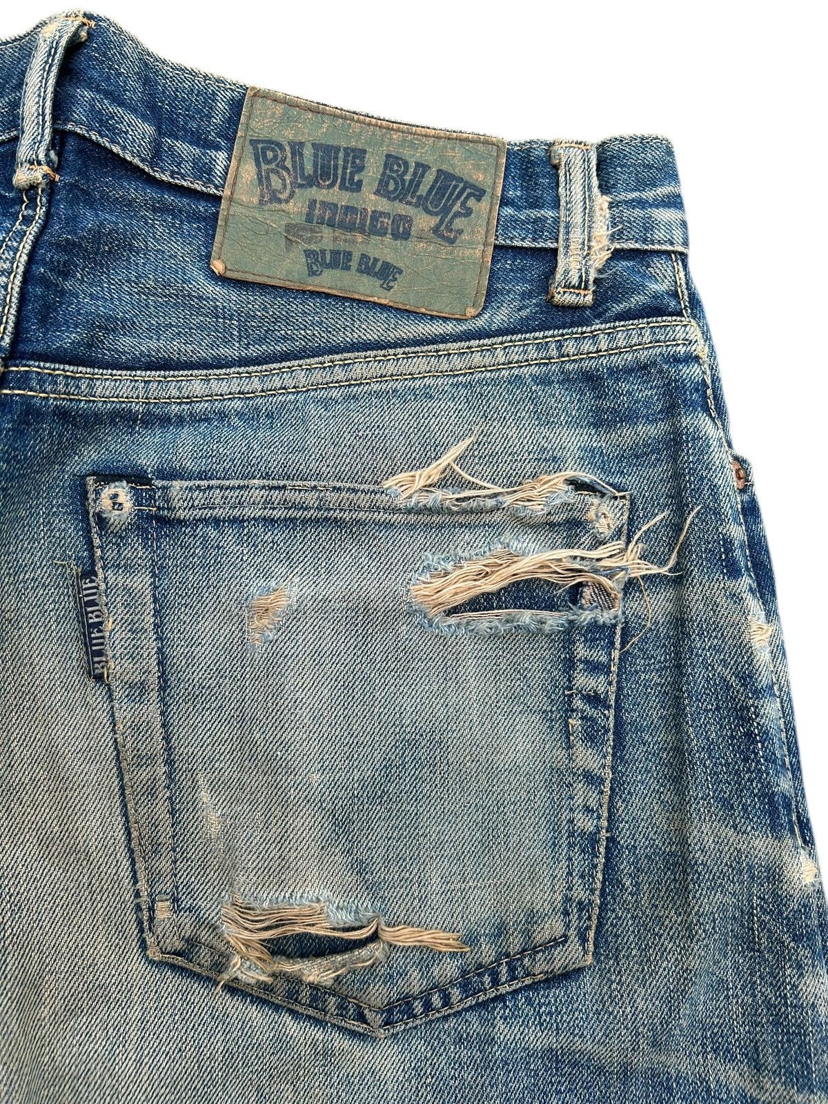 Kapital Thrashed Vintage Blue Blue Indigo Selvedge Denim Jeans Size US 32 / EU 48 - 16 Thumbnail