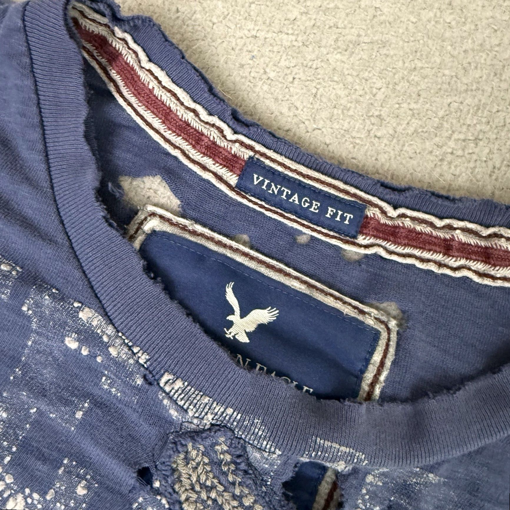 Vintage VINTAGE American Eagle T Shirt Adult XL Blue Embroidered Distressed Rare AE Size US XL / EU 56 / 4 - 3 Thumbnail