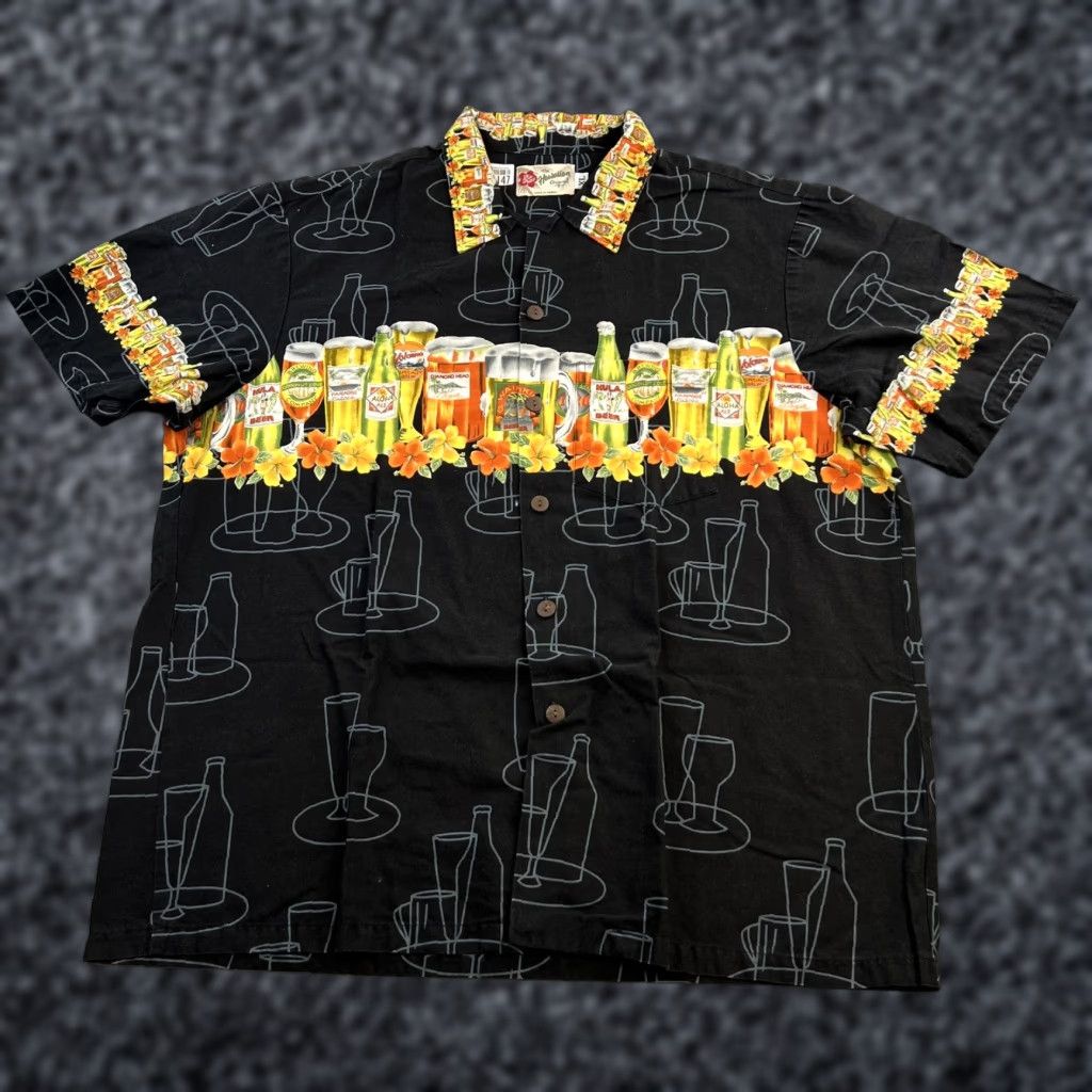 Hilo Hattie VINTAGE Hilo Hattie Shirt Mens XL Black Hawaiian Beer Bottles Novelty Aloha Party Print Shirt Size US XL / EU 56 / 4 - 1 Thumbnail