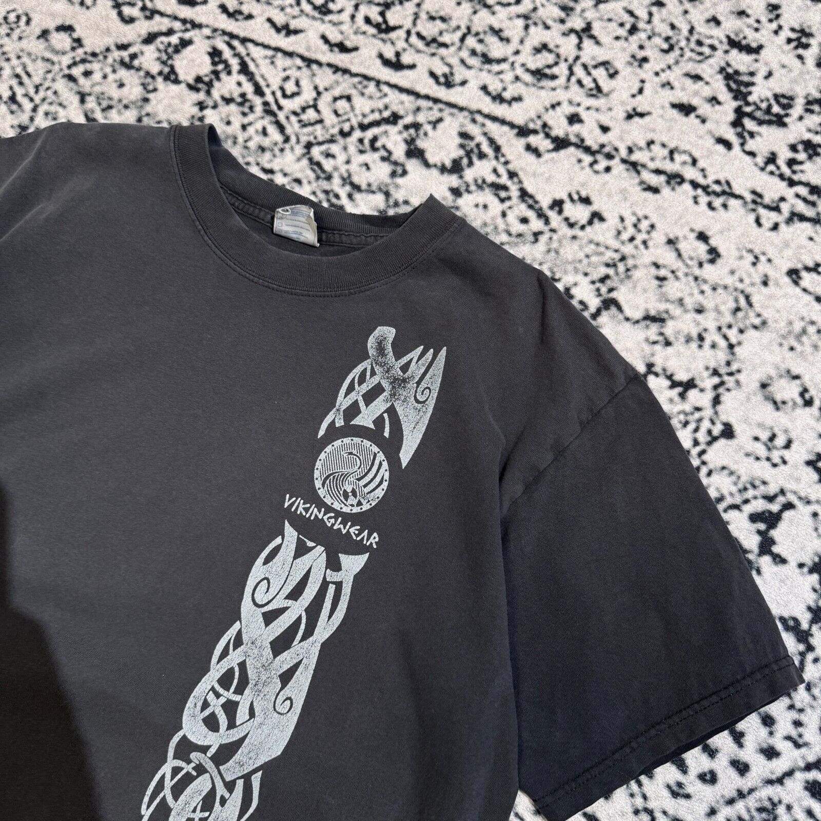 Vintage Vintage Black Cotton T-Shirt Size L Vikingswear Y2K 90s Size US L / EU 52-54 / 3 - 12 Thumbnail