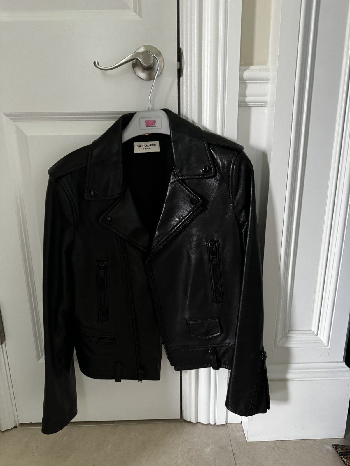 Saint Laurent Paris Black Leather Moto Jacket Size M / US 6-8 / IT 42-44 - 4 Thumbnail