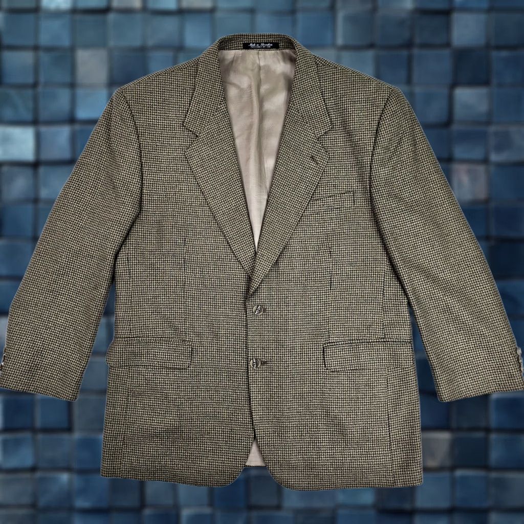 Vintage Tailors Row Deansgate Sport Coat Men 44R Houndstooth Silk Wool Blends Beige Gold EUC Size US S / EU 44-46 / 1 - 1 Thumbnail