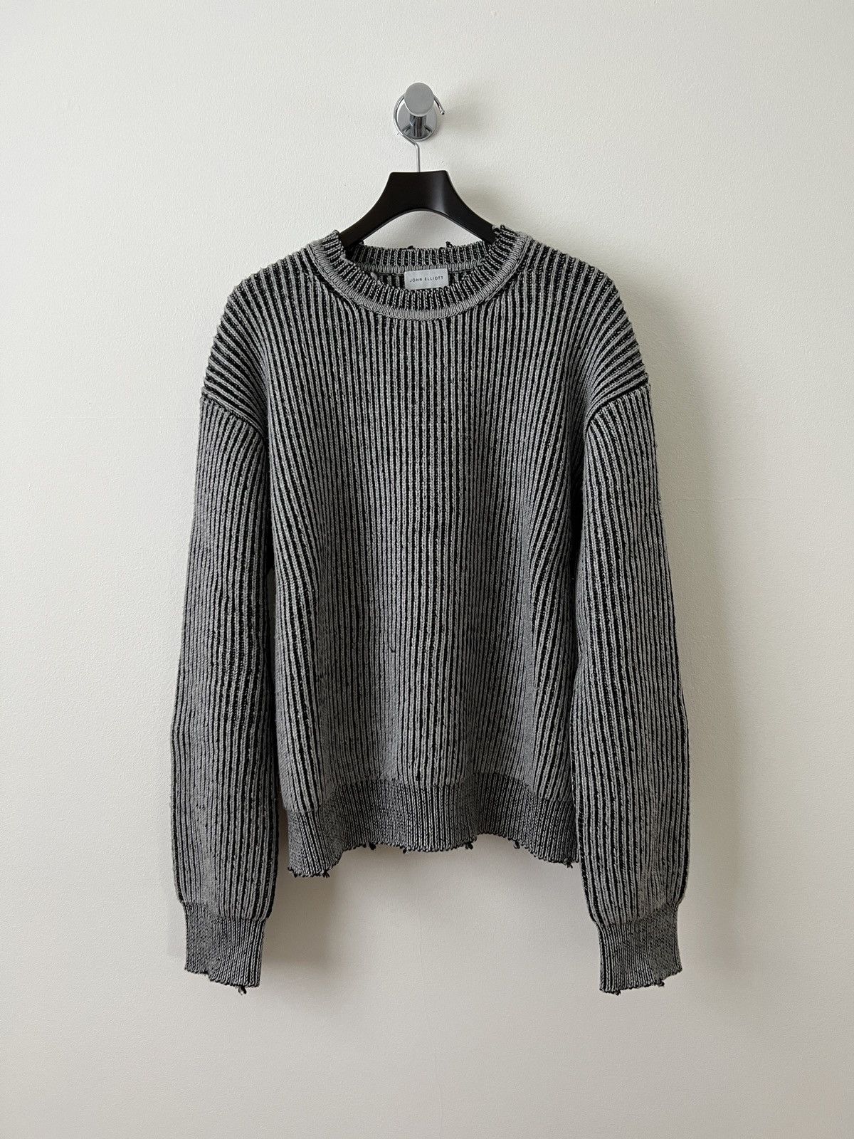Pre-owned John Elliott Ss21 Structure Wool Knit Crew Ash Grey In Gray