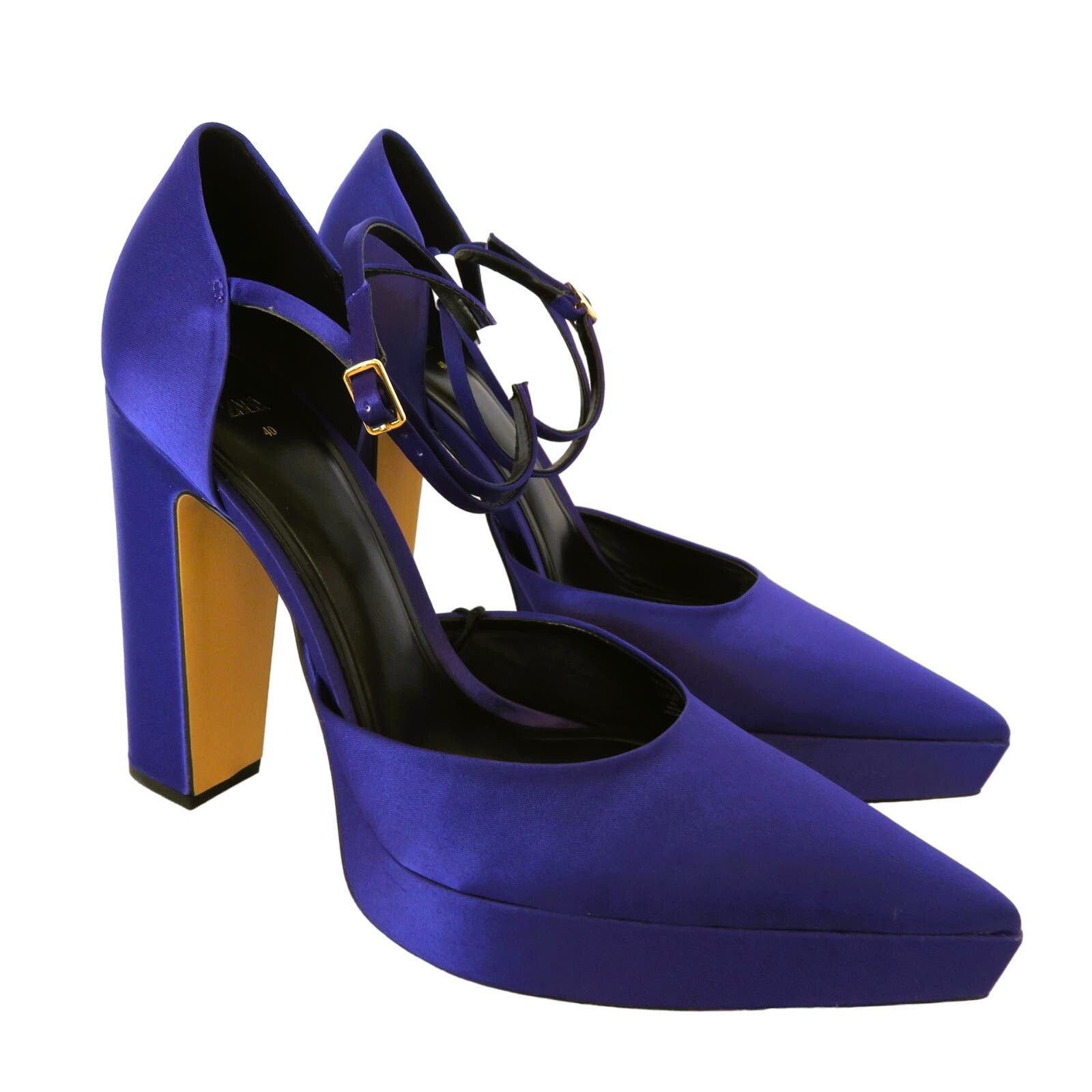 Zara ZARA Purple Pointed Toe Ankle Strap Heeled Platform Shoes Size US 9 / IT 39 - 2 Thumbnail