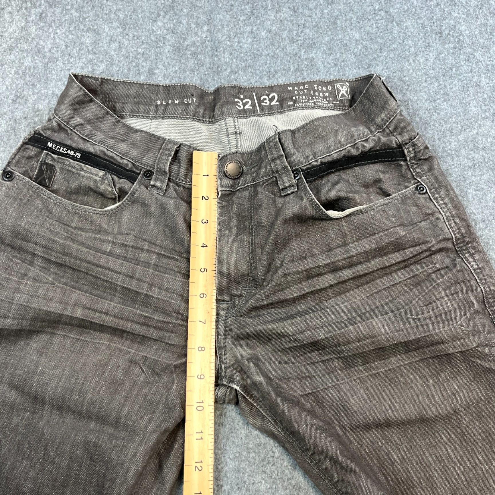 Marcs VINTAGE Marc Ecko Jeans Regular Straight 32 32 Dark Wash Grey Y2K Zip Pocket Mens Jeans Size US 32 / EU 48 - 5 Thumbnail