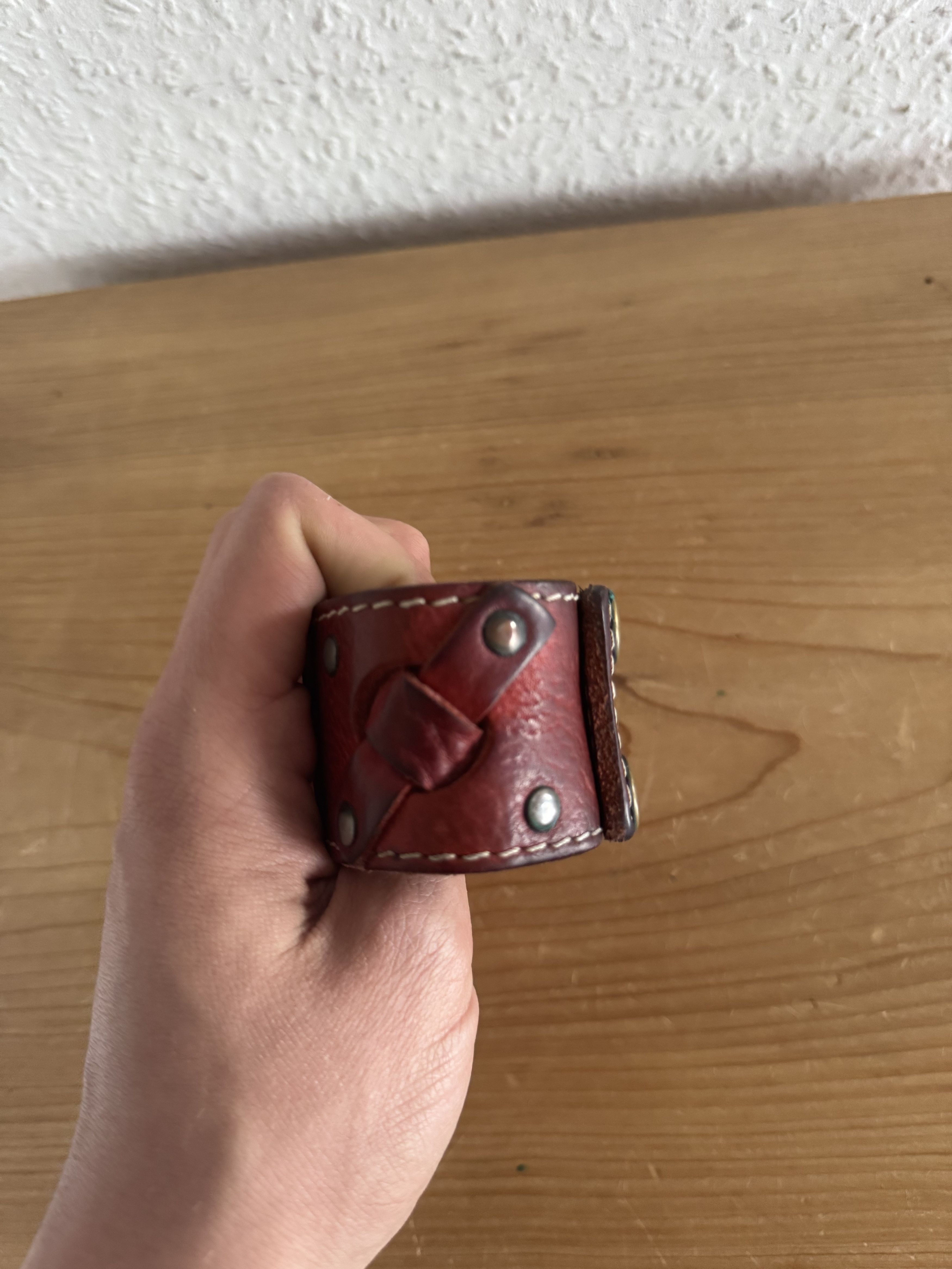 Dsquared2 Red Leather Studded Cuff Bracelet Size ONE SIZE - 2 Thumbnail