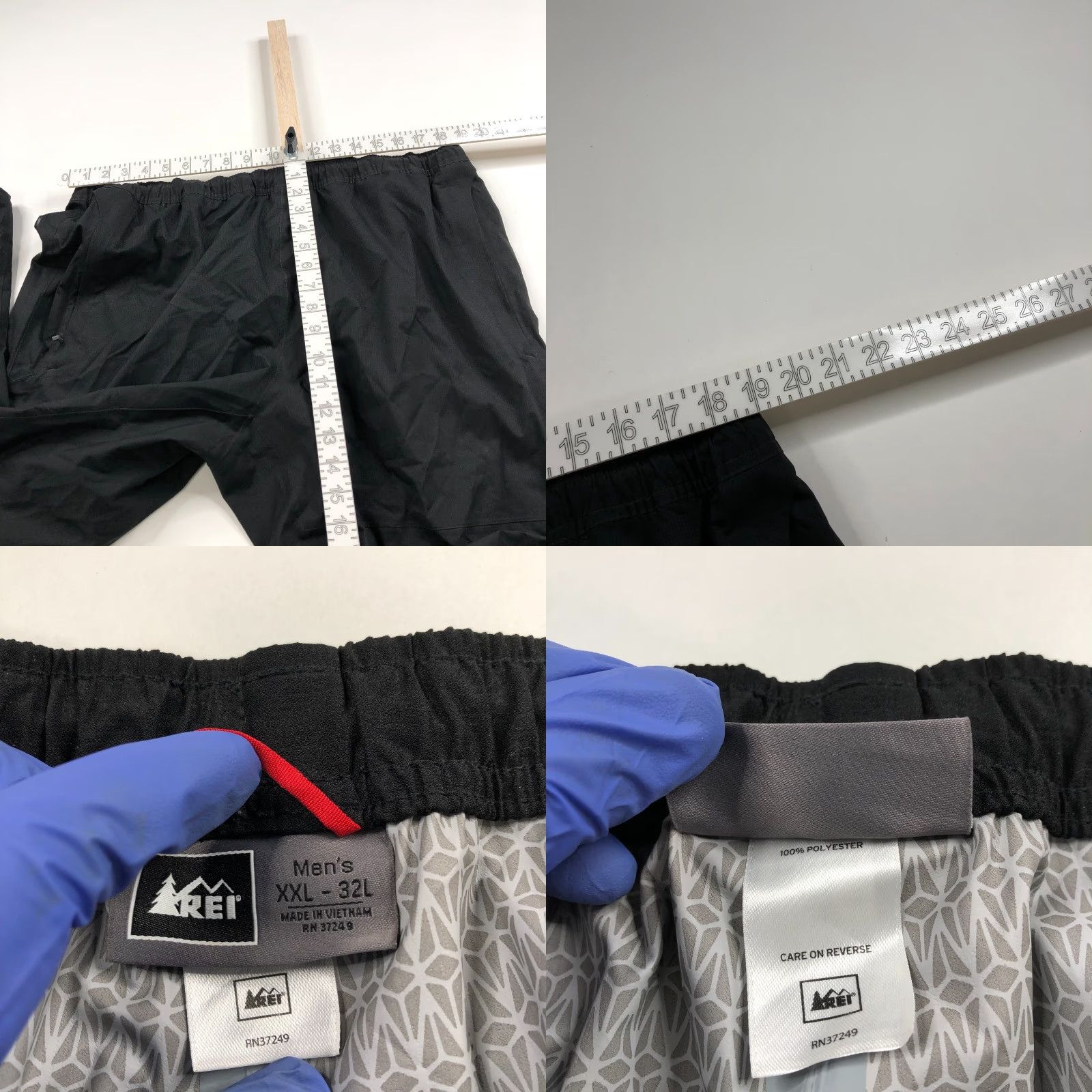 Vintage REI Elements Mens Rain Pants XXL 2XL 32L Black Polyester Trek Hiking Breathable Convertible Wind Size US 39 - 8 Thumbnail