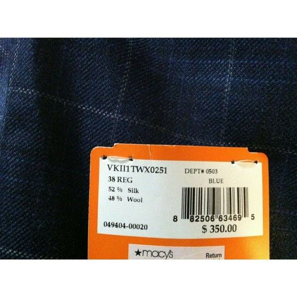 Tallia 350.00 TALLIA MEN'S NEW 48%WOOL 52%SILK COAT BLAZER SIZE:38R Size 38R - 5 Thumbnail