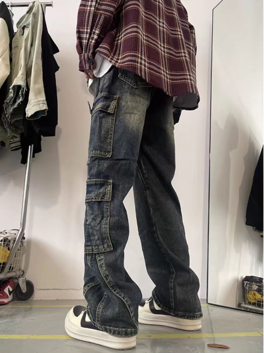 image of Light Blue High Street Vintage Loose Jeans, Men's (Size 33)