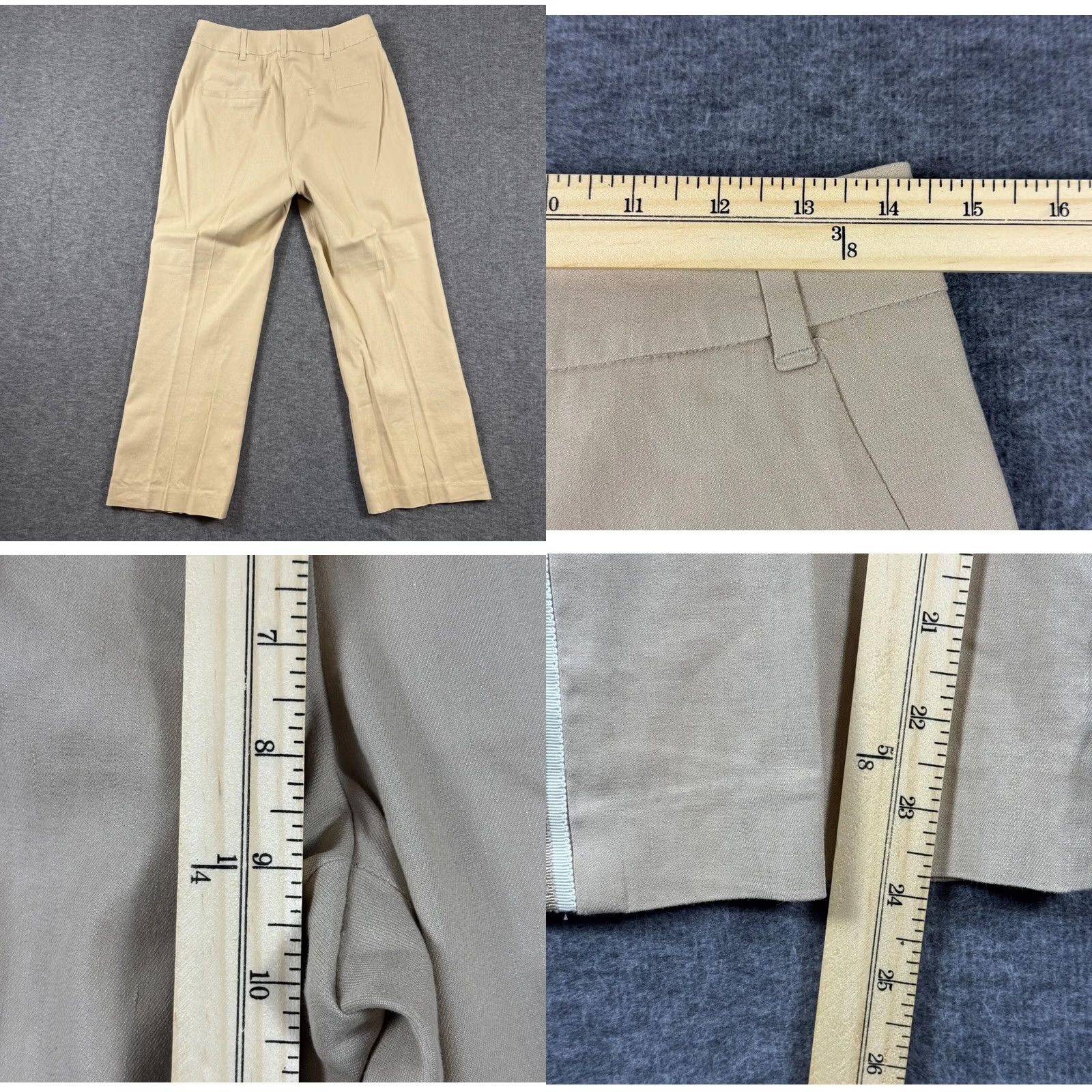 Veronica Beard Veronica Beard Pants Womens 4 Beige Linen Blend Snap Hem Buttons Straight Leg - Best Quality Size 27" / US 4 / IT 40 - 8 Thumbnail