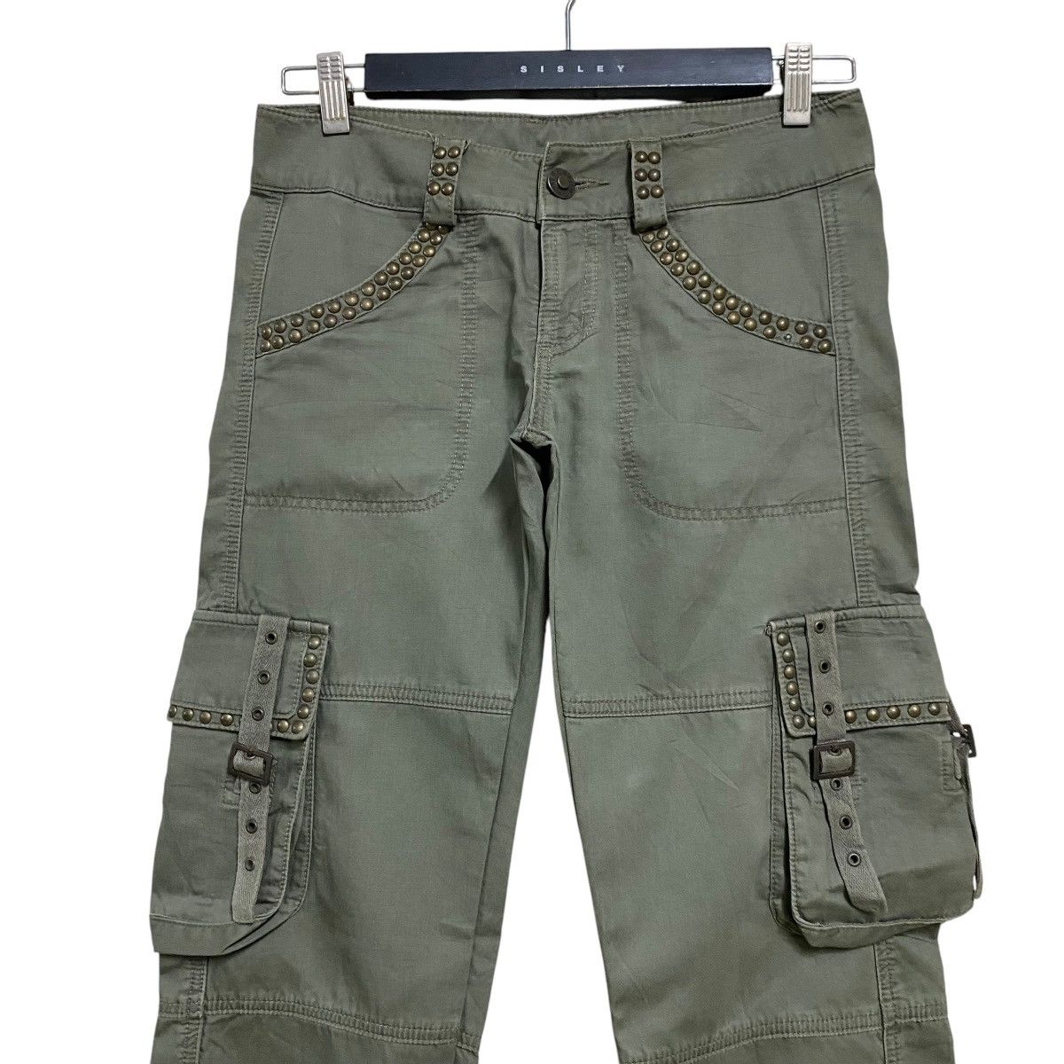 COOK JEANS Studded Military Cargo Pants Low Rise