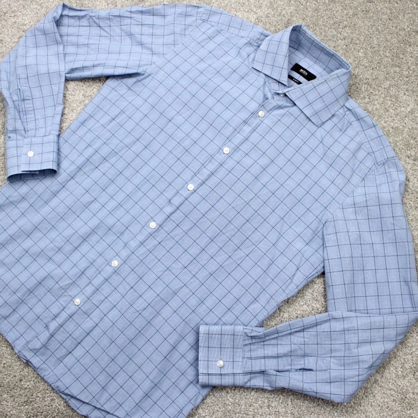 Hugo Boss HUGO BOSS Prince Shirt Mens 15 1/2, 39 Blue Slim Fit L/S Cotton Button Up Dress Shirt Shirt Mens Blue Slim Cotton Blue 80s? Size US L / EU 52-54 / 3 - 4 Thumbnail