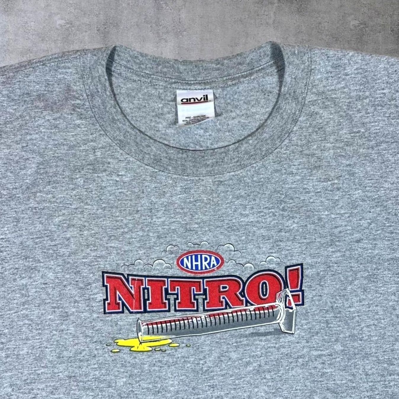 Anvil VINTAGE Anvil NHRA "Nitro" Motorsports Racing Spellout Graphic Grey T-Shirt XXL Mens Short Sleeve Cotton Graphic print to front and back Size US XXL / EU 58 / 5 - 5 Thumbnail