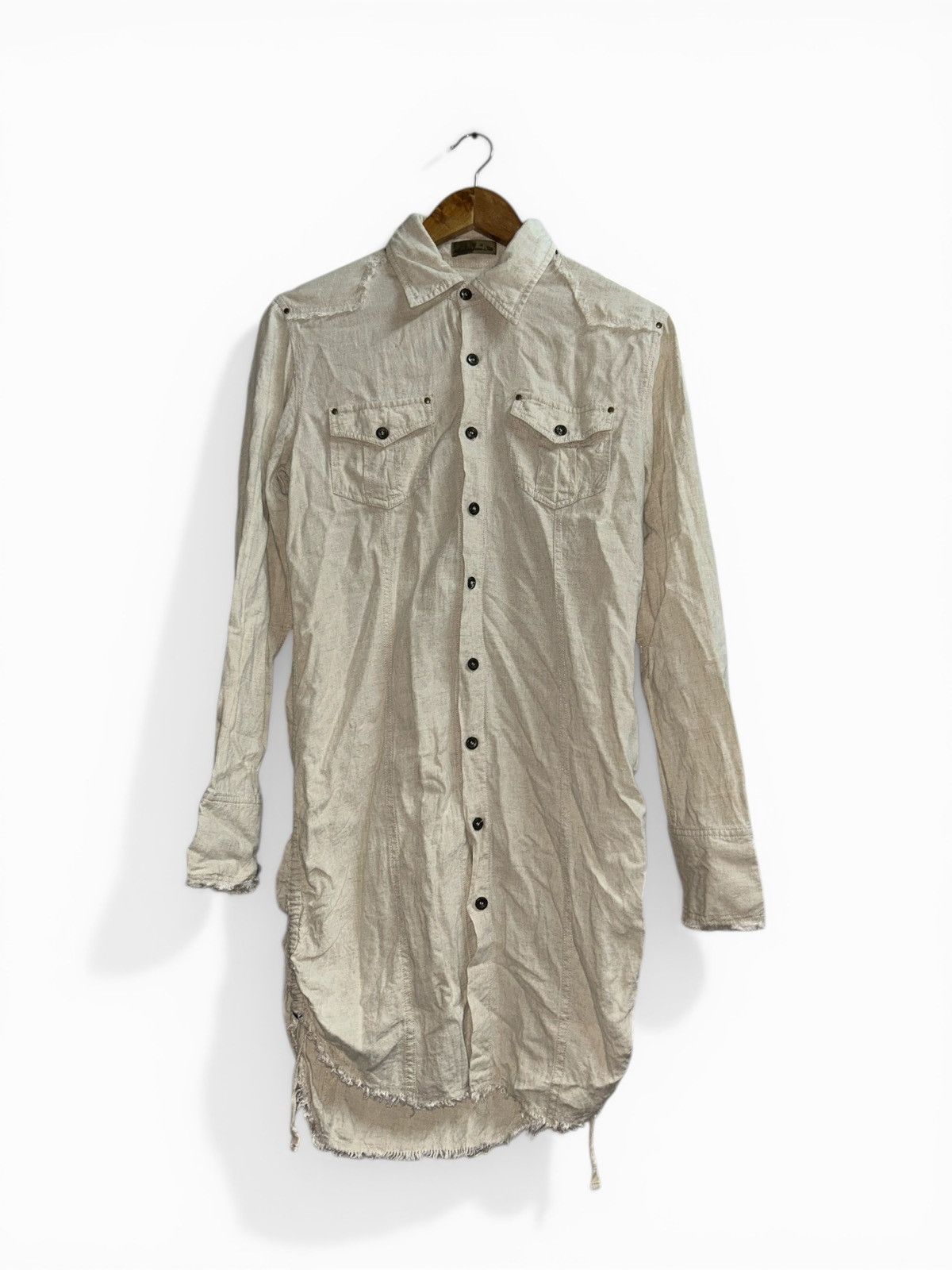 GOA Archival Distressed Linen Blend Tunic Shirt/Duster Size US XXL / EU 58 / 5 - 2 Thumbnail