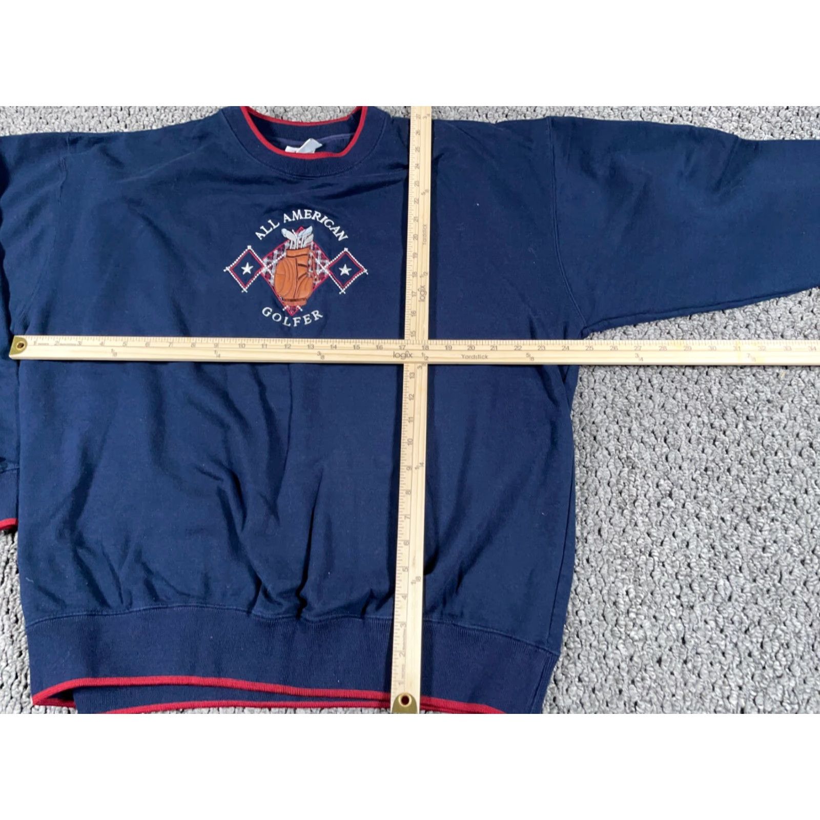 Vintage VINTAGE All American Golfer Sweatshirt Men XL Dark Blue Embroidered 90s Preppy Retro Pullover Crew Neck Size US XL / EU 56 / 4 - 7 Thumbnail
