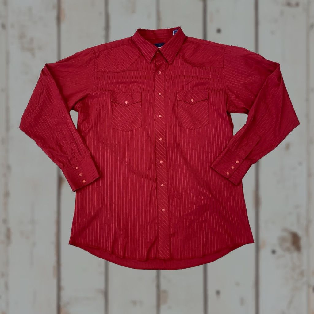 Wrangler VINTAGE Wrangler Pearl Snap Shirt Long Sleeve Mens XL Tall Red Check Western Rodeo VTG Snap Button-Up Size US XL / EU 56 / 4 - 1 Thumbnail
