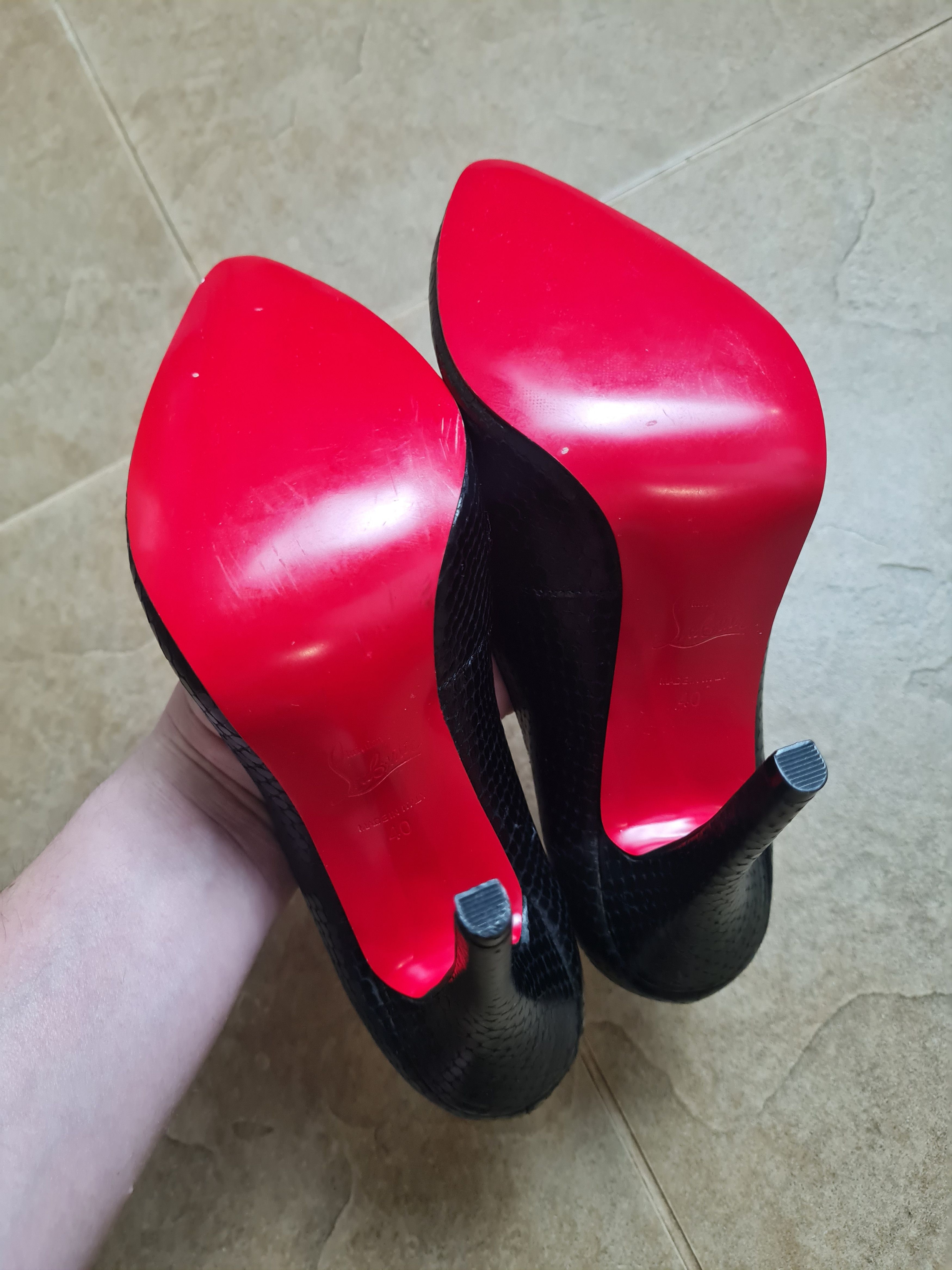 Christian Louboutin Christian Louboutin Yousra Python Black Leather Gently Worn Size US 10 / IT 40 - 17 Thumbnail