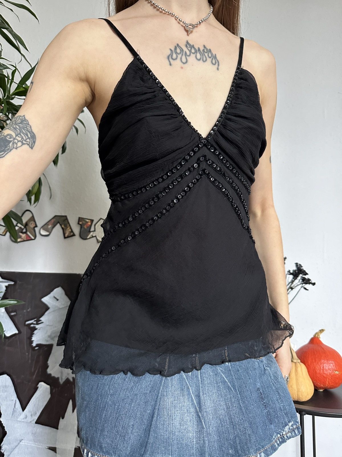 Japanese Brand × Vintage Gorgeous Vintage Silk Bustier Sequins Tank Top Size M / US 6-8 / IT 42-44 - 8 Thumbnail