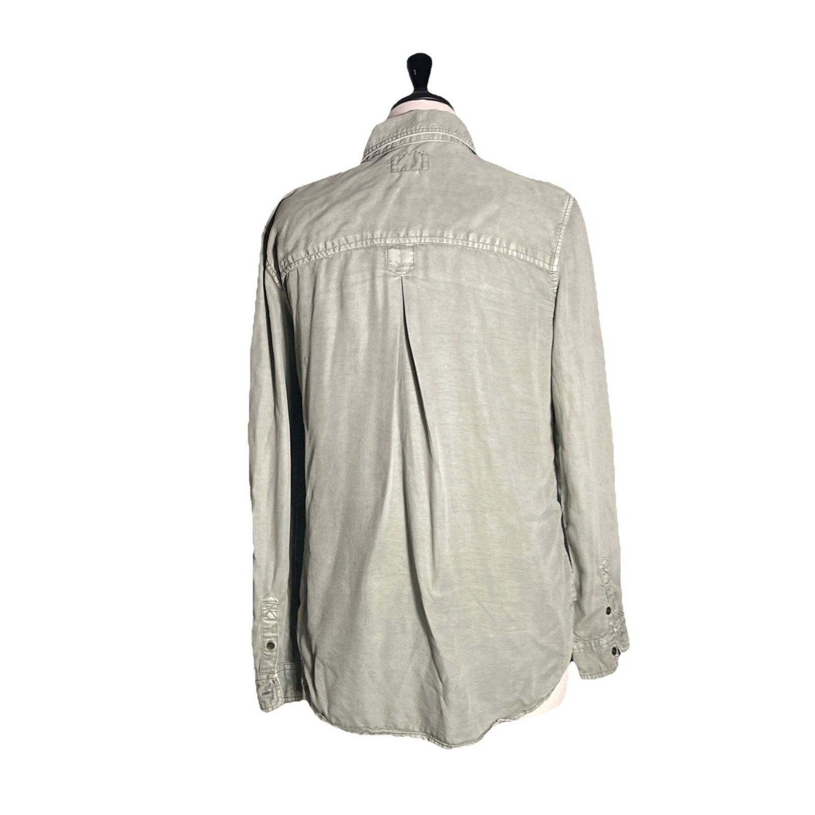 American Eagle Outfitters American eagle Women's S Olive Green Twill Shirt Slim Fit Size S / US 4 / IT 40 - 4 Thumbnail