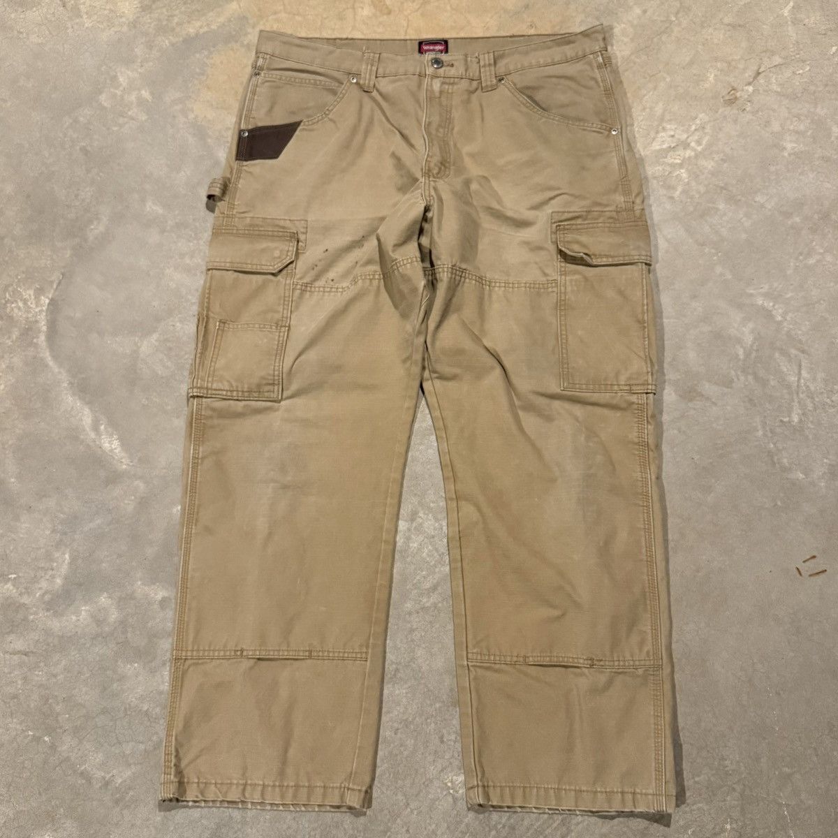 Carhartt 2000s Wrangler Faded Distressed Double Knee Cargo Work Pants Size US 38 / EU 54 - 2 Thumbnail
