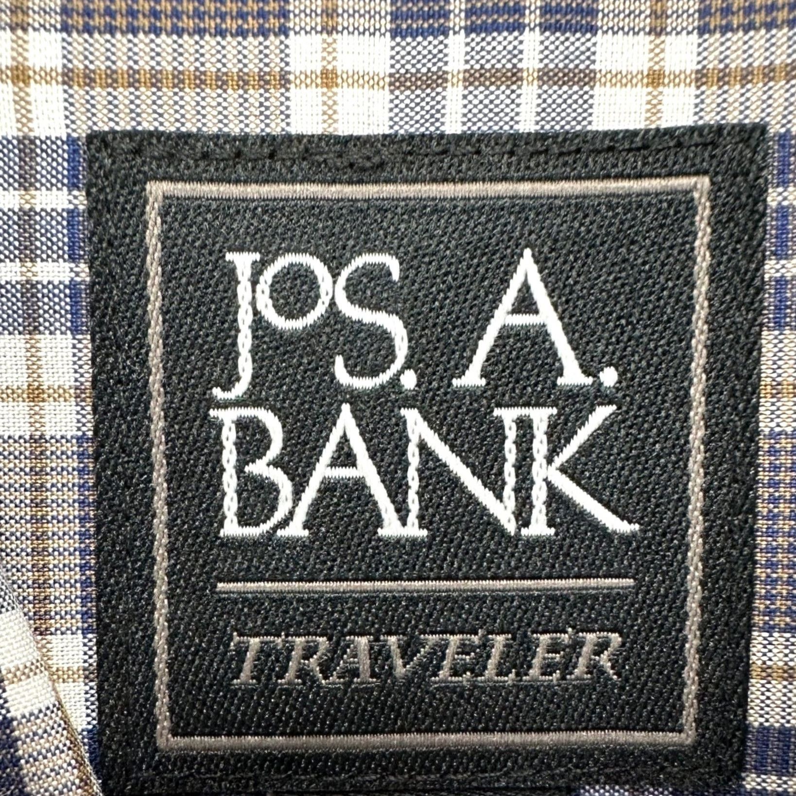 Jos. A. Bank Jos. A. Bank Traveler Shirt Button Down Men Medium Blue Gray Plaid Pocket Cotton Shirt Size US M / EU 48-50 / 2 - 4 Thumbnail
