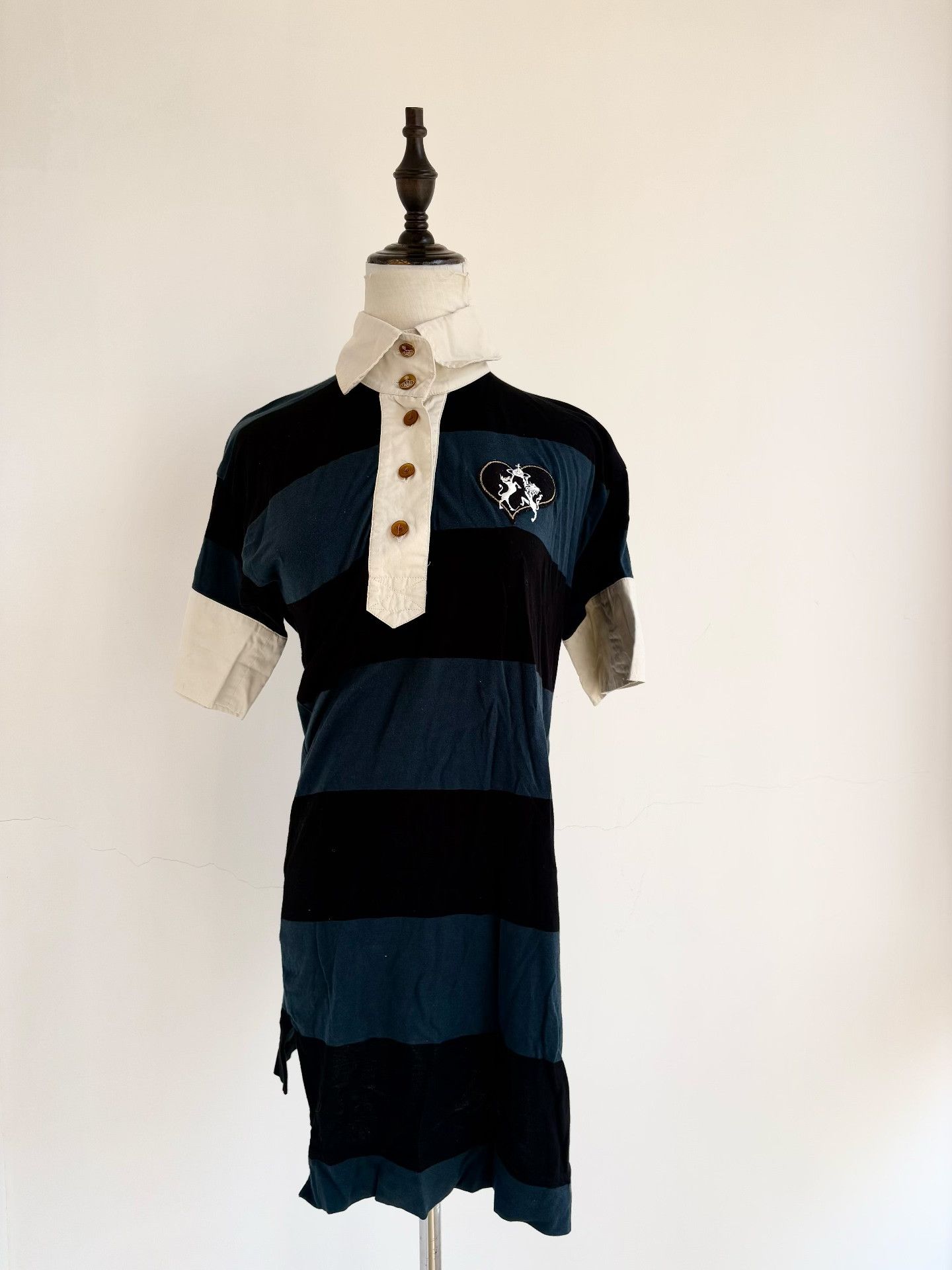 Vivienne Westwood Vivienne Westwood Blue Black Stripe Polo Dress Size L / US 10 / IT 46 - 1 Thumbnail