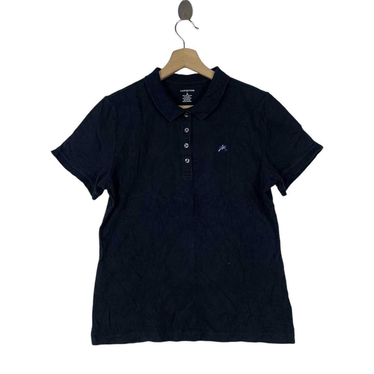 Lands' End Vintage LAND’S END DOLPHIN Embossed Logo Polo Tee Shirt Size L / US 10 / IT 46 - 1 Thumbnail