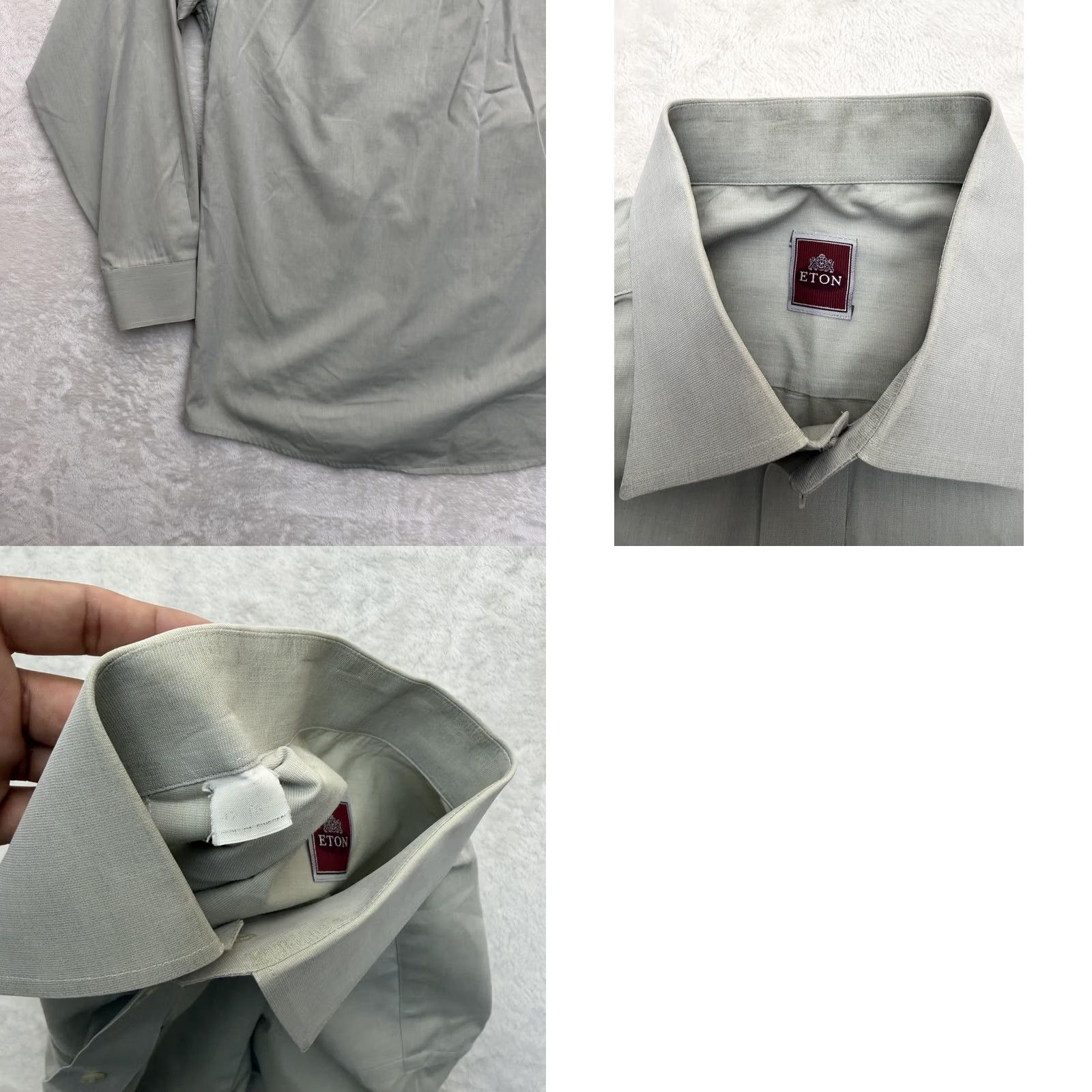 Eton Eton Shirt Mens XL Gray Solid Spread Collar Dress Button Up Shirt Size 42R - 9 Thumbnail